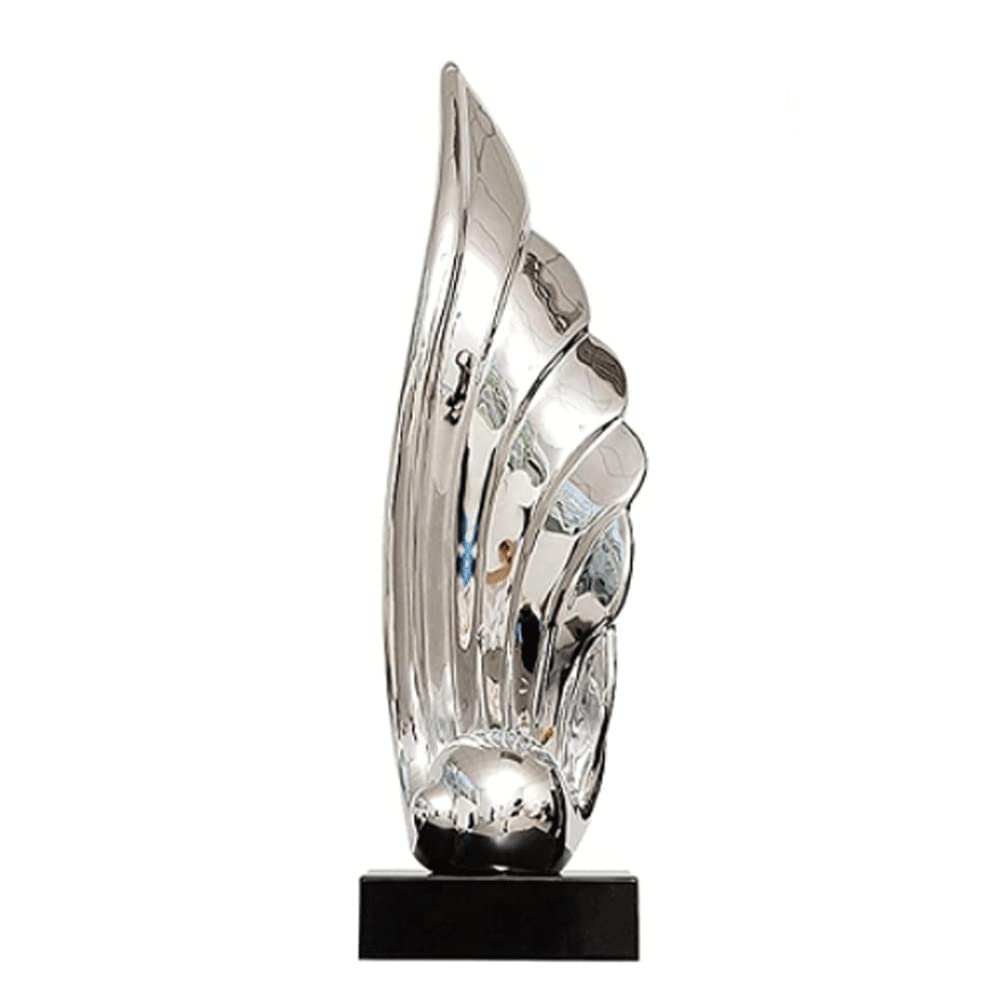 Abstract Wing Resin Sculpture for Home & Hotel Decor - Electroplated Artwork for Living Room & Entrance
