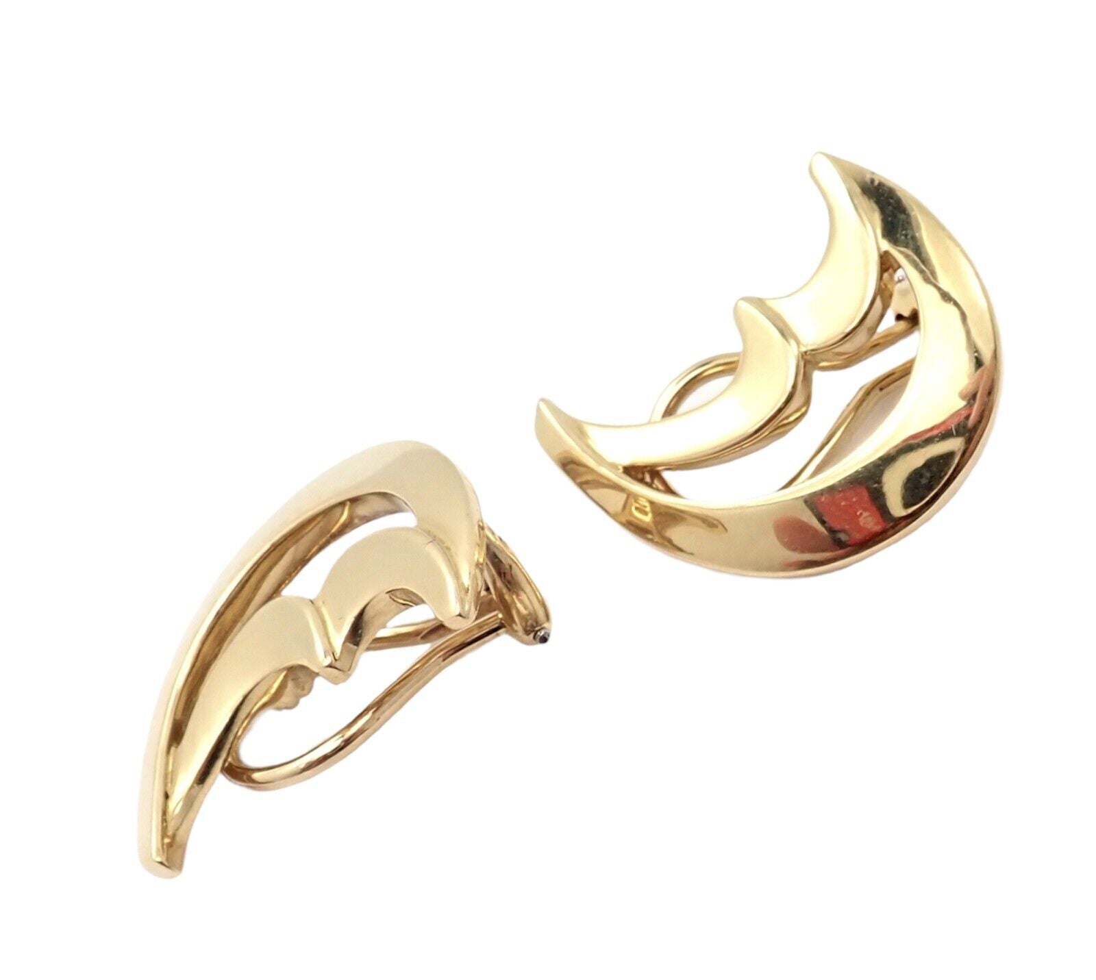 Authentic Tiffany & Co Picasso 18K Yellow Gold Crescent Moon Large Hoop Earrings - Perfect for Weddings, Parties & Special Occasions