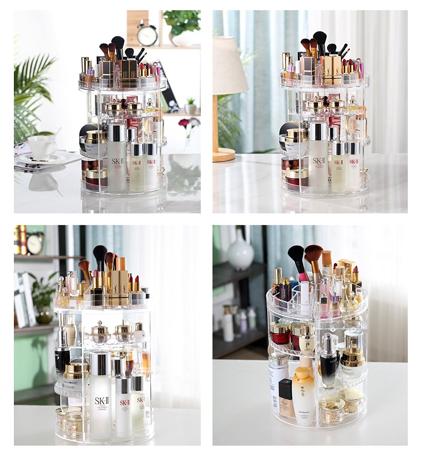 Boxalls 8-Tier Rotating Makeup Organizer – Large Capacity 360° Spinning Cosmetic Storage Carousel with Adjustable Transparent Trays for Skincare & Beauty Products | Perfect for Vanity, Bathroom & Travel Organizing