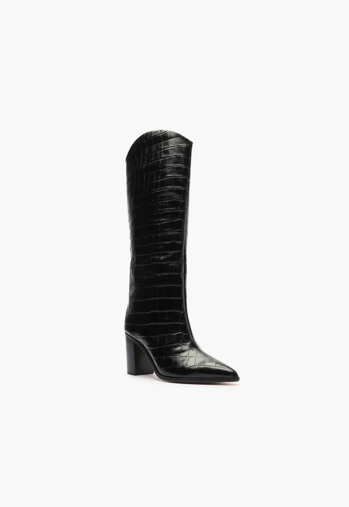 Maryana Block Heel Wide Calf Crocodile Embossed Ankle Boots for Women - Stylish & Comfortable for Office, Party & Night Out