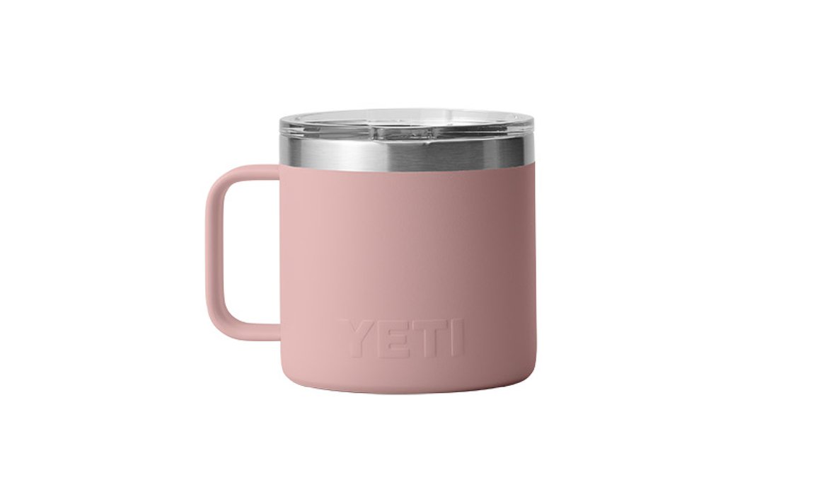 Yeti Rambler 14 oz Stainless Steel Insulated Mug - Sandstone Pink | Keeps Drinks Hot or Cold | Perfect for Coffee, Tea, Camping & Office Use