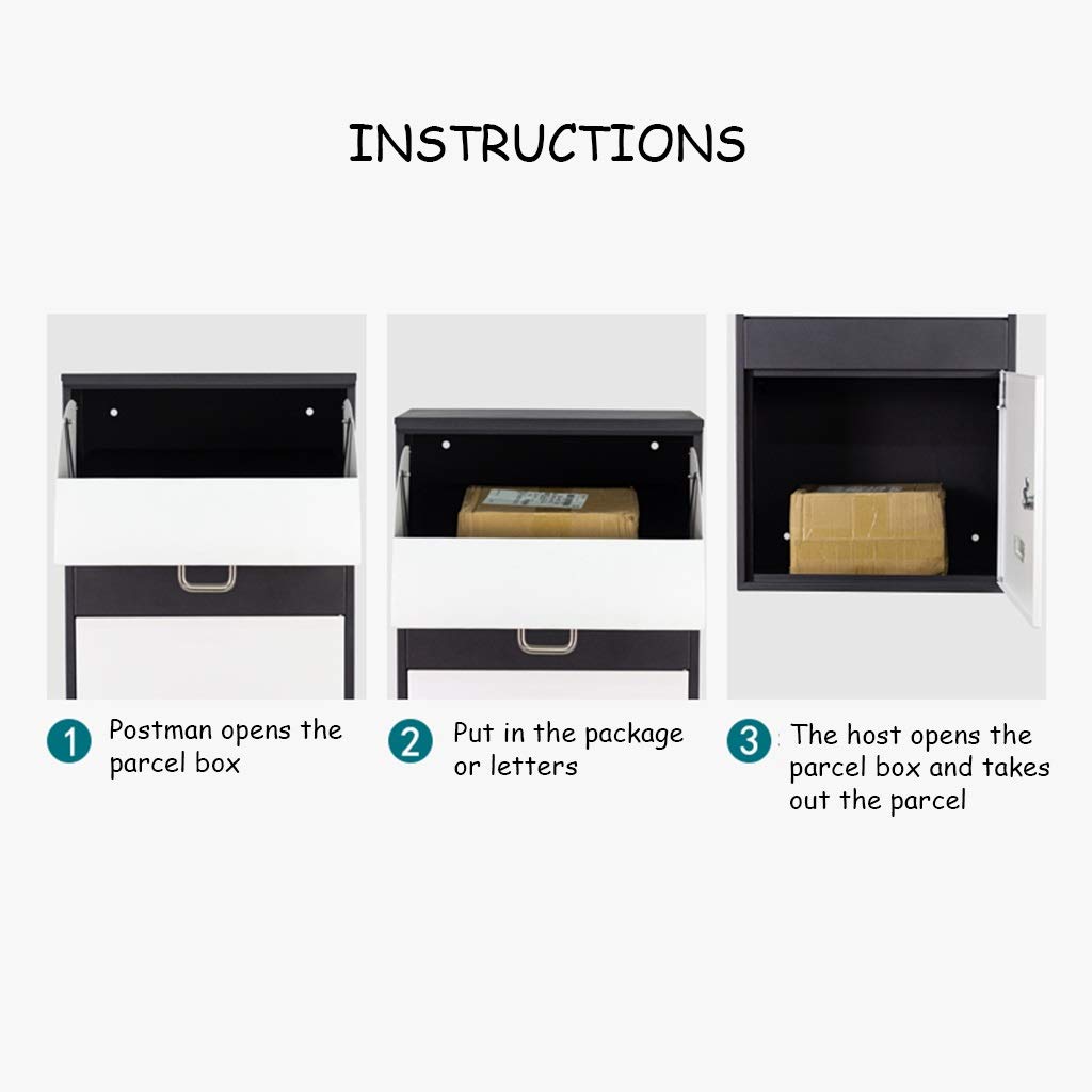 **Large 40x23x65cm Gray Metal Mailbox with Key - Secure Parcel & Newspaper Delivery Box for Porch, Home Improvement, Outdoor Storage - Durable Household Mail Cabinet for Magazines & Packages**