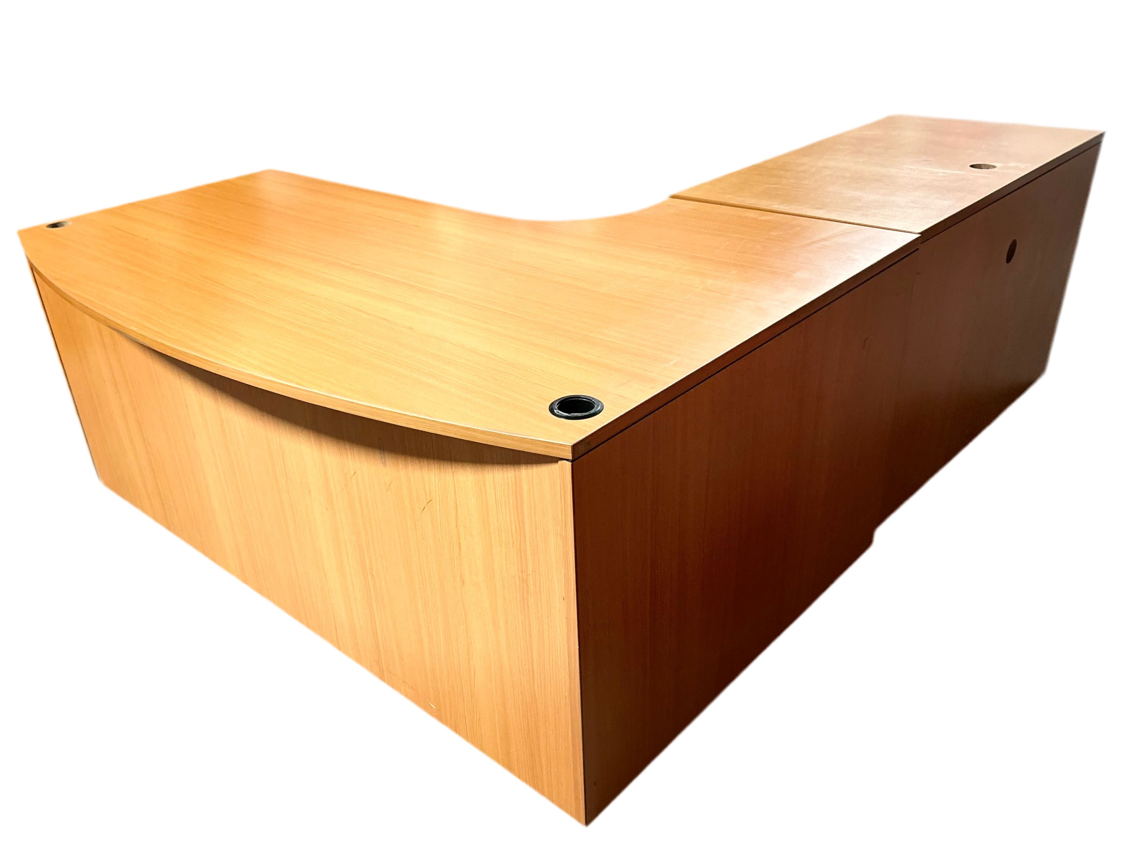 Vintage Bow Front Desk - Antique Wooden Writing Desk with Curved Front for Home Office, Study & Library | Classic Style Furniture for Small Spaces & Apartments