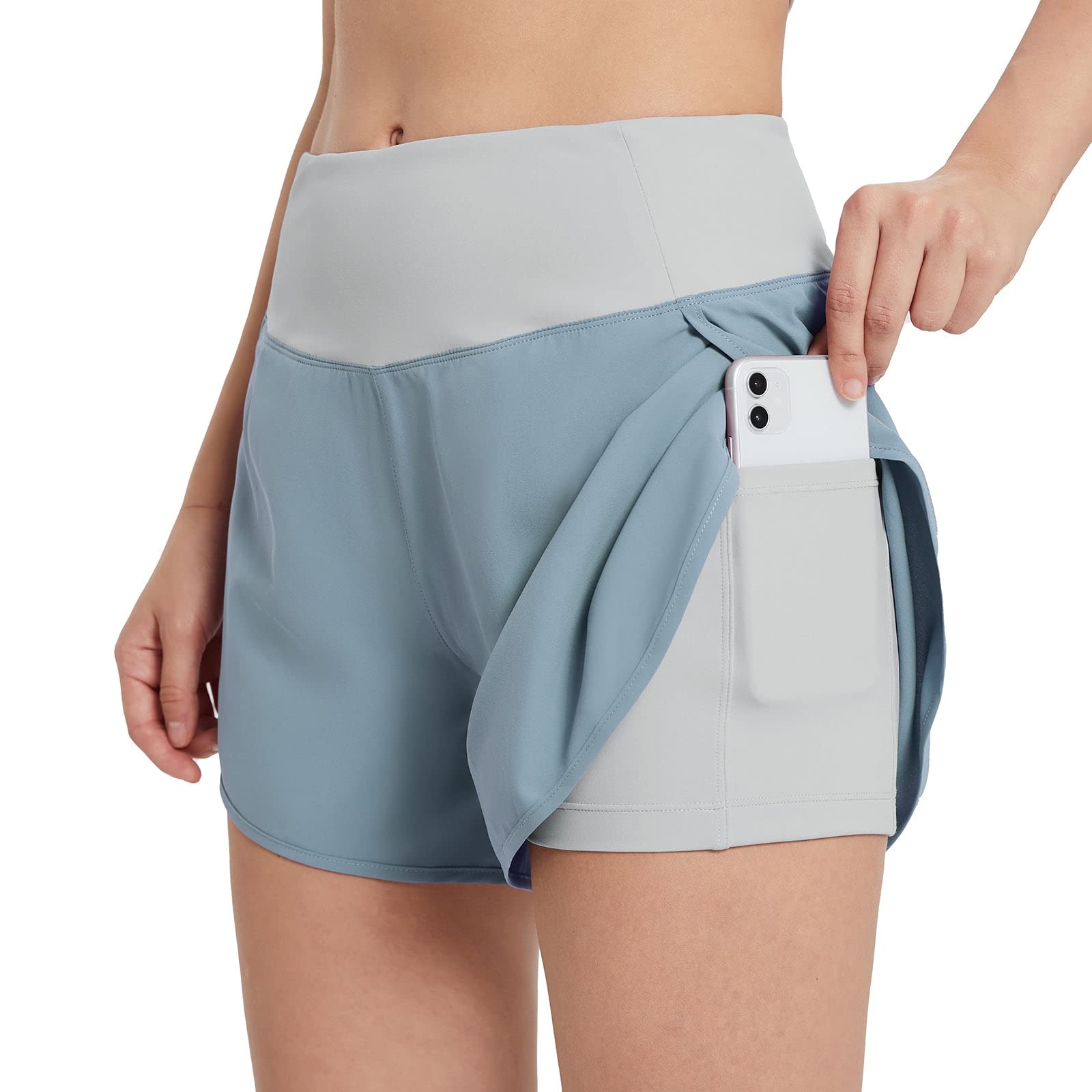 BALEAF Women's 2-in-1 Running Shorts with Built-in Liner - Lightweight Quick-Dry Athletic Shorts for Workout, Yoga & Gym - High Performance Activewear with Pockets - Perfect for Jogging, HIIT & Outdoor Sports