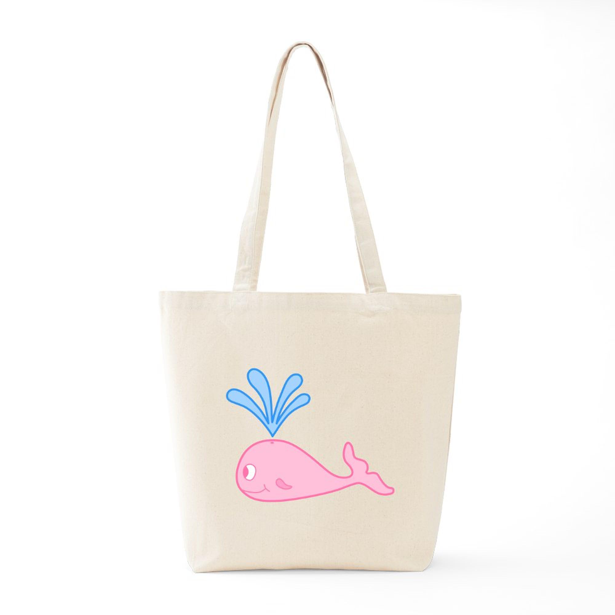 Pink Whale Natural Canvas Tote Bag - Eco-Friendly Reusable Shopping Bag for Groceries, Beach & Daily Use | CafePress
