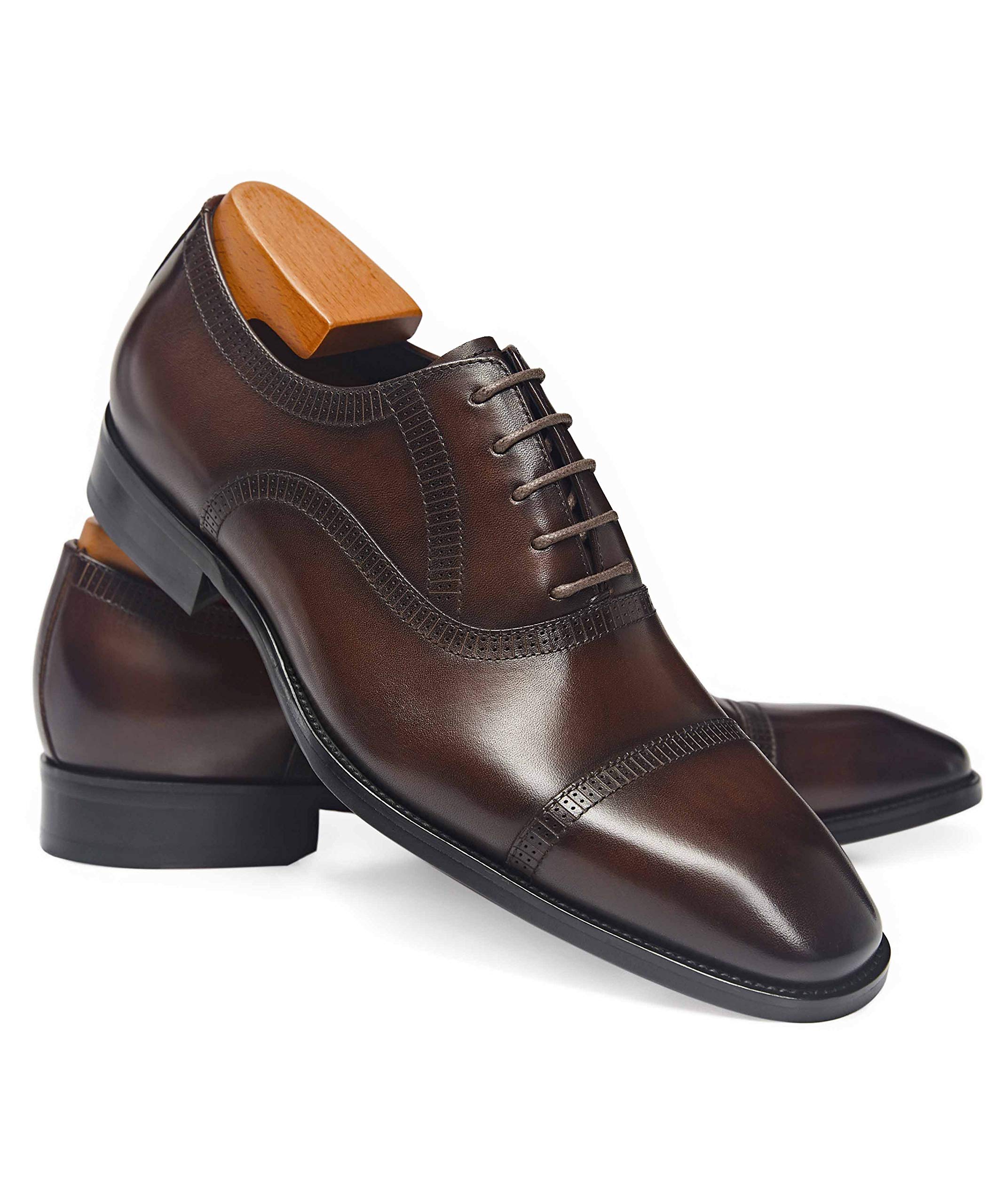 Men's Formal Oxford Leather Wingtip Dress Shoes - Classic Lace Up Business & Wedding Shoes for Professional & Special Occasions