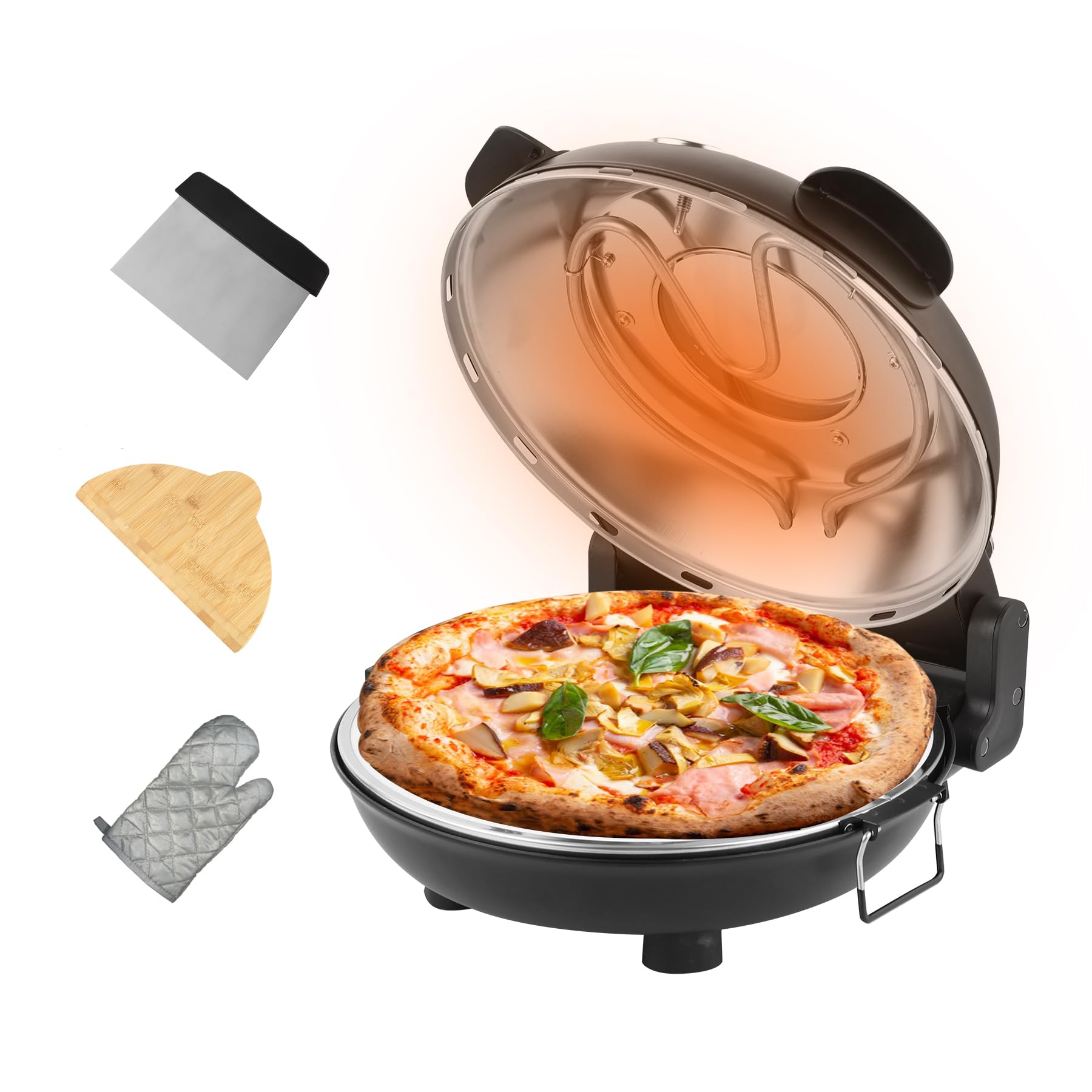 12 Inch Indoor Pizza Oven Countertop - Portable Pizza Maker for Home Kitchen | Perfect for Making Homemade Pizzas, Flatbreads & More