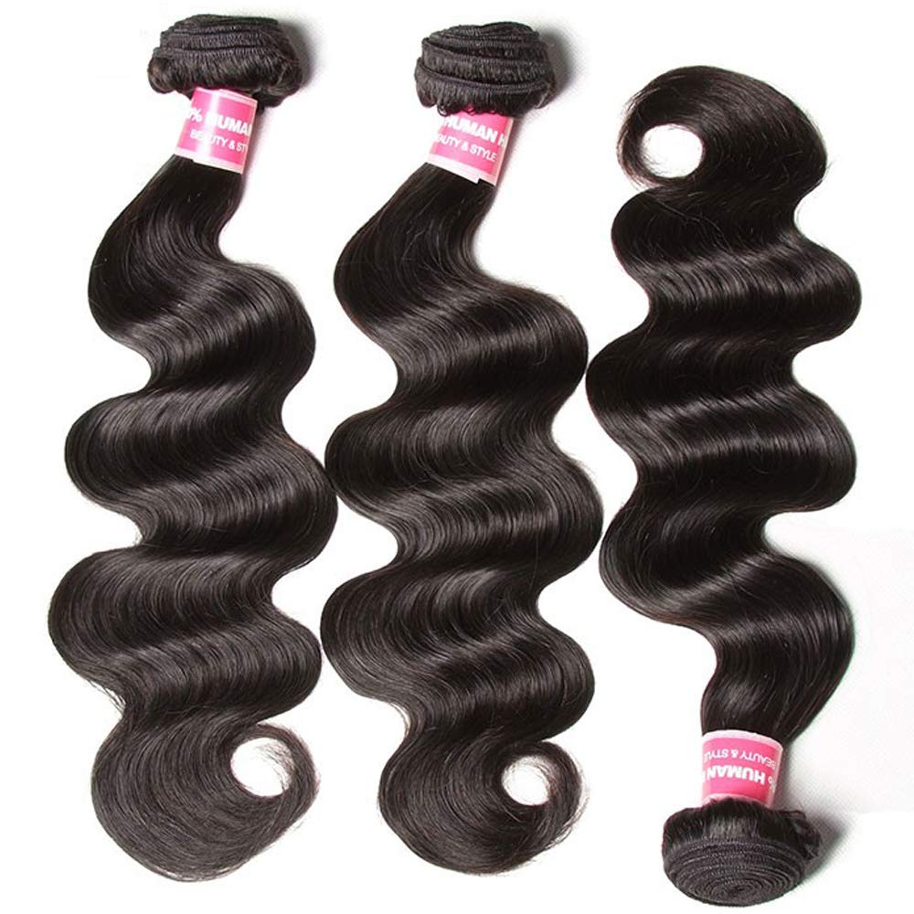 10A Brazilian Body Wave Virgin Hair Weave - 3 Bundles with Lace Closure (10 12 14+10Closure) | Unprocessed 100% Human Hair Extensions | Natural Color | Free Part | For Styling, Volume & Length | Perfect for Daily Wear, Parties & Special Occasions