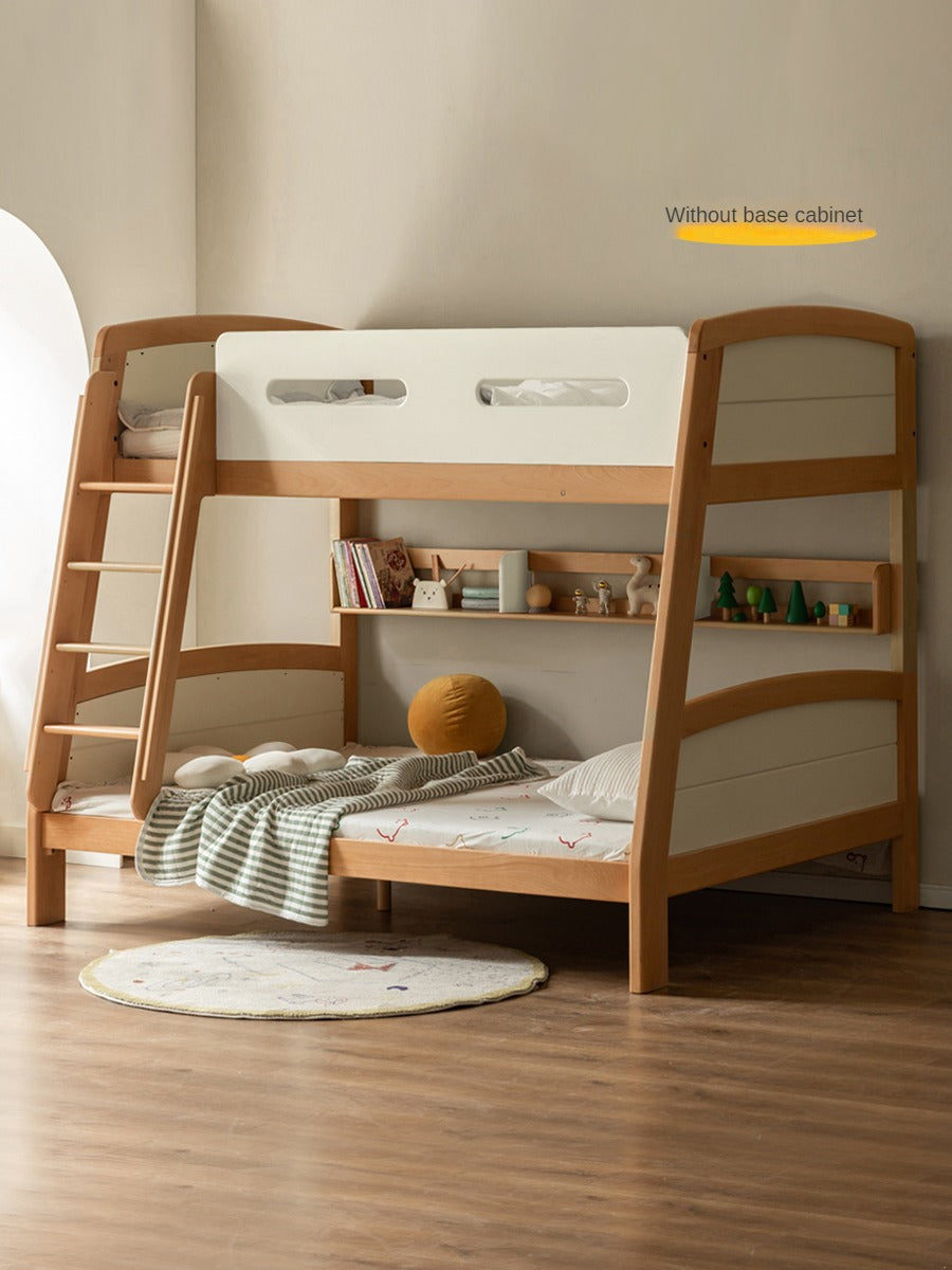 Solid Wood Poplar Kids Bunk Bed with Ladder & Guardrail - Space-Saving Multifunctional Loft Bed for Small Rooms, Dorms & Shared Kids Bedrooms