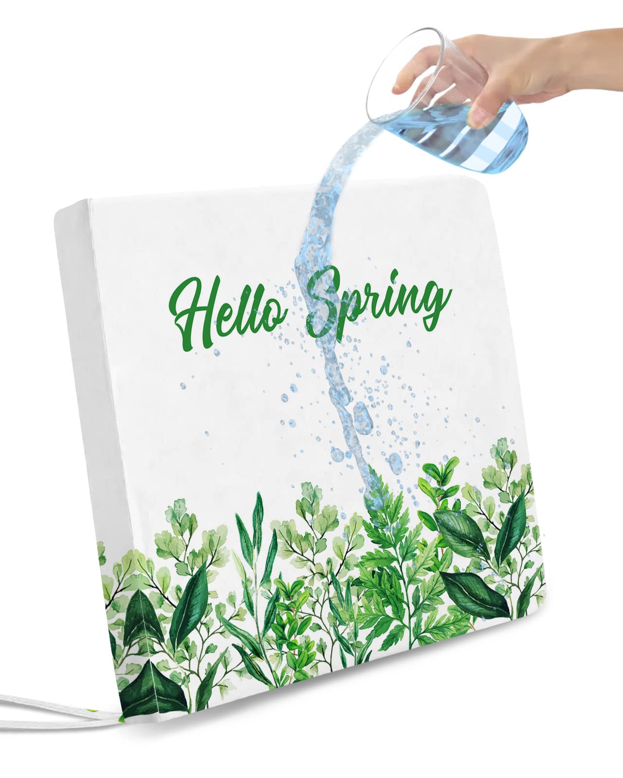 Waterproof Printed Seat Covers Set of 4 - Green Leaves Watercolor Design Upholstered Chair Slipcovers with Ties - Durable Dining Chair Protectors for Kitchen, Office & Home Decor | Perfect for Spring Nature Theme & Plant Lovers