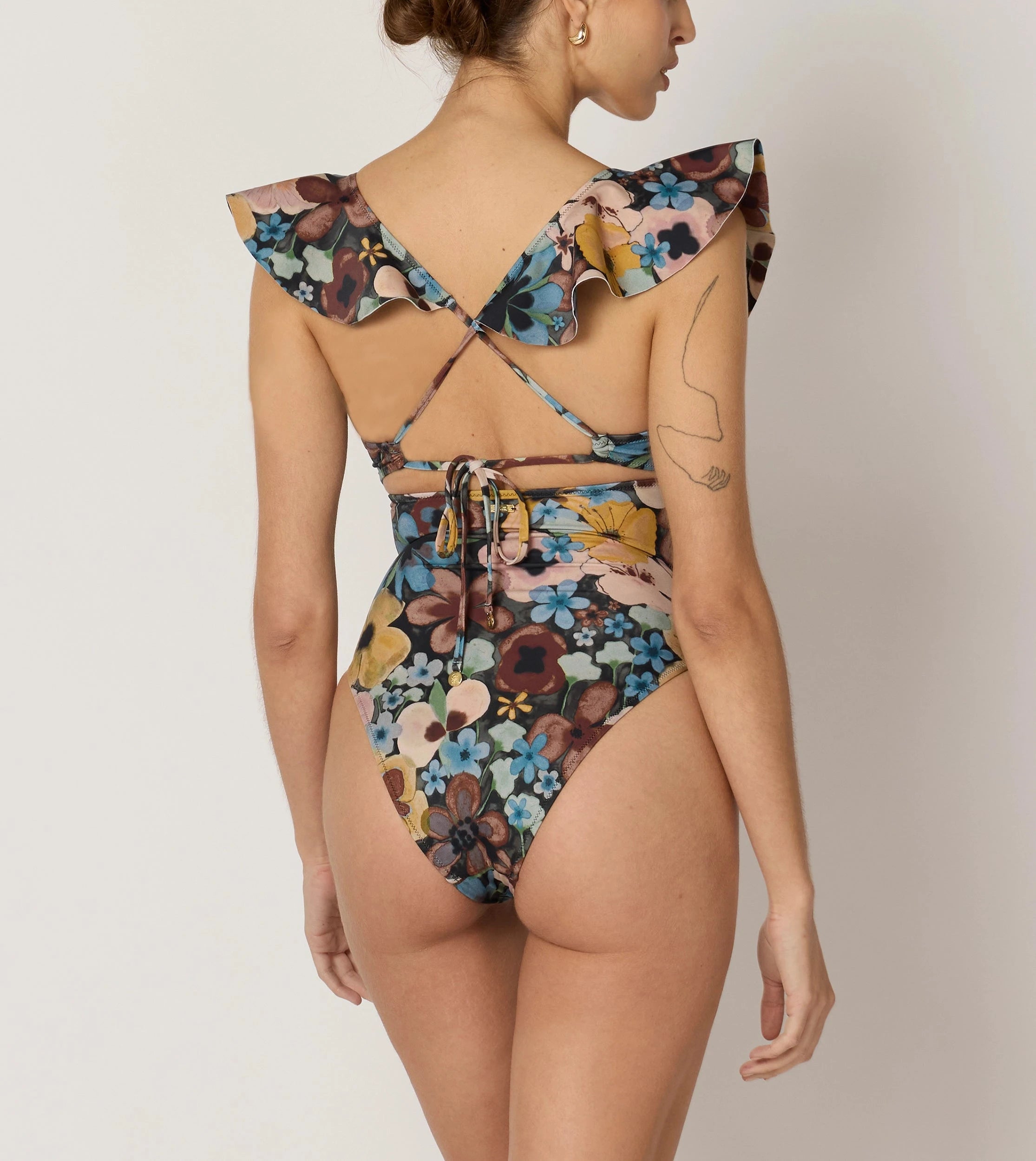 Harlow One Piece Swimsuit | Floral Print Foraged Violets Design - Perfect for Beach Vacations, Pool Parties & Summer Getaways