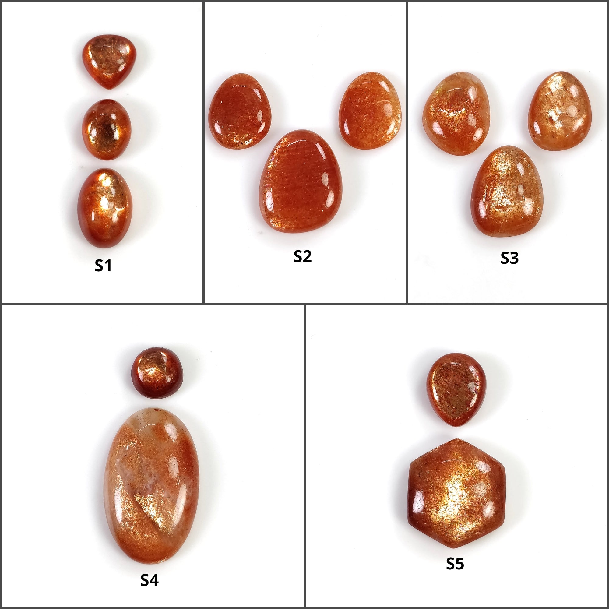 Natural Untreated Chatoyant Orange Sunstone Gemstone Cabochon - 2pcs or 3pcs Oval Shape for Jewelry Making, Healing Crystals & Spiritual Gifts