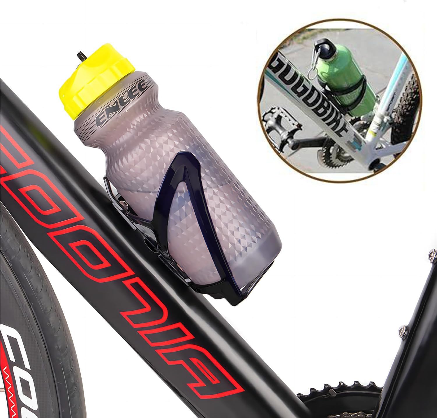 UQMIQURA Bike Water Bottle Holder - 2 Pack Universal Bicycle Bottle Cage with Secure Screw Mounting | Durable Cycling Cup Holder for MTB, Road Bike & Mountain Bikes | Perfect for Commuting, Trail Riding & Outdoor Adventures