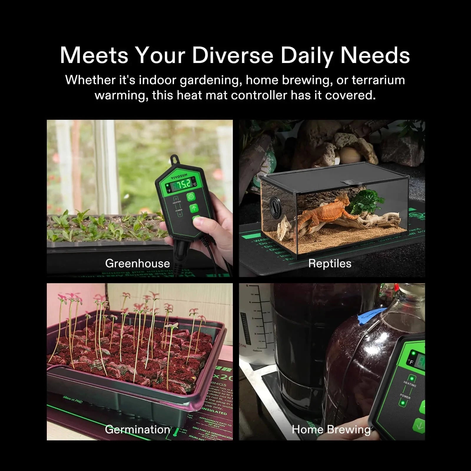 VIVOSUN Seedling Heat Mat with Digital Thermostat Controller - Waterproof Plant Warming Pad for Indoor Gardening, Hydroponics & Greenhouse Seed Starting