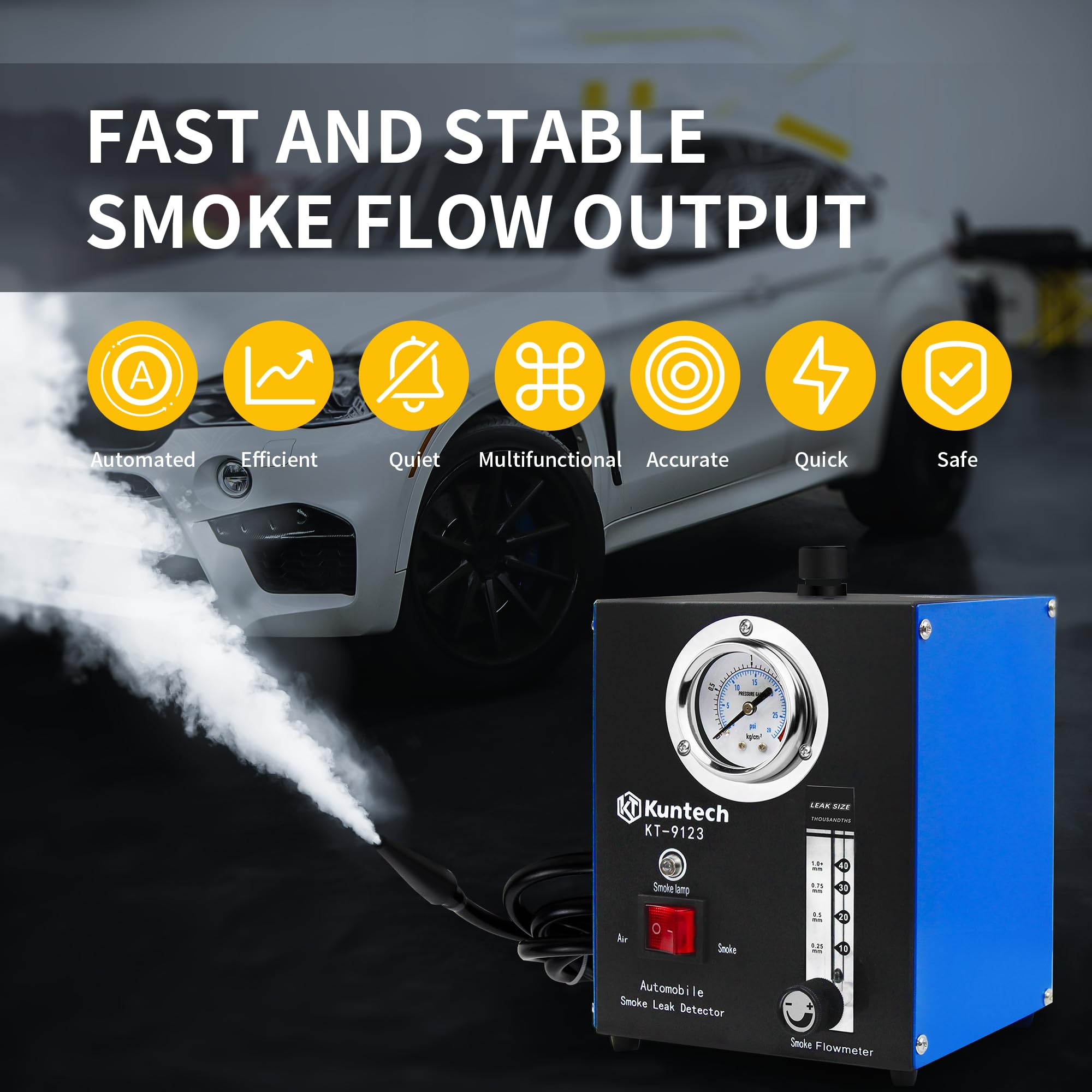 12V DC Automotive Smoke Machine with Built-in Air Pump - Leak Detector for Pipe, EVAP & Fuel Systems - Diagnostic Tester for Car Maintenance & Repair
