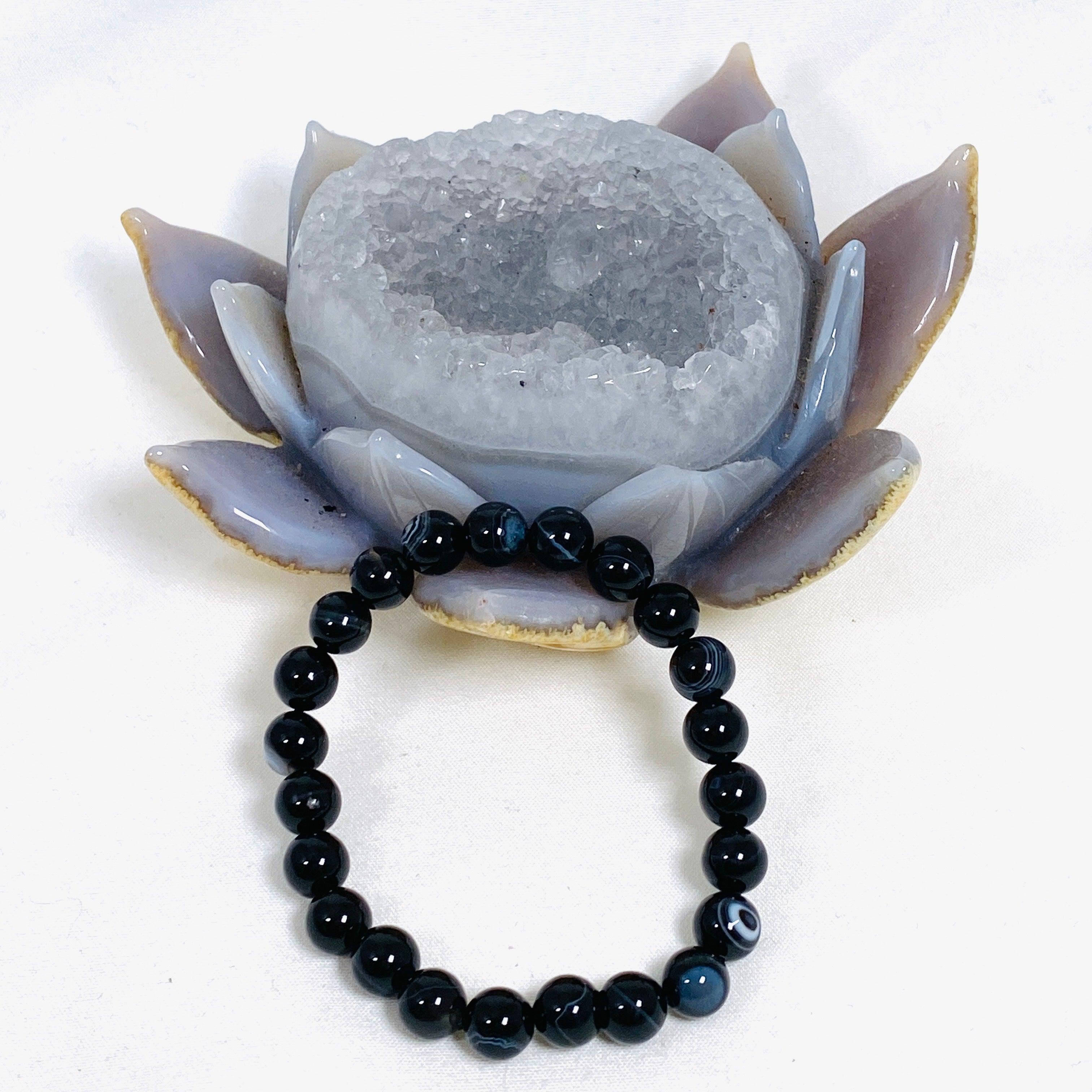 Natural Sardonyx Gemstone Bracelet for Women - Healing Crystal Jewelry for Energy Balance & Protection - Perfect for Meditation, Yoga & Spiritual Gifts