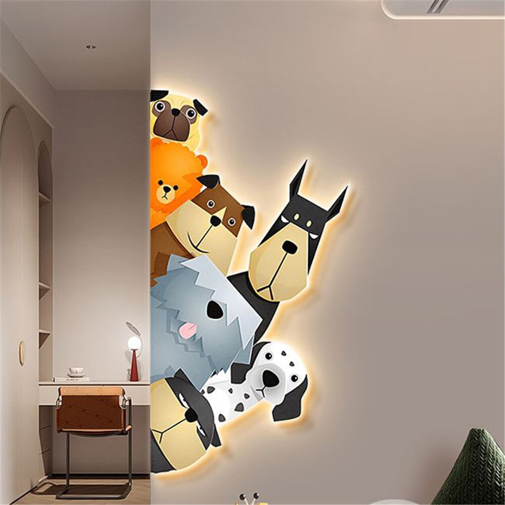 Animal Murals LED Wall Lamp with Plug Wire - Cute Night Light for Kids Room, Nursery, Bedroom Decor - Perfect for Bedtime Stories & Creating a Cozy Atmosphere
