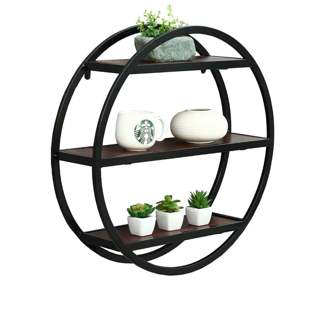 MEING Wall Mounted Storage Shelf - Black Wrought Iron Display Rack for Living Room, Balcony, Bar | Creative Bookshelf & Organizer for Home Decor & Storage Solutions