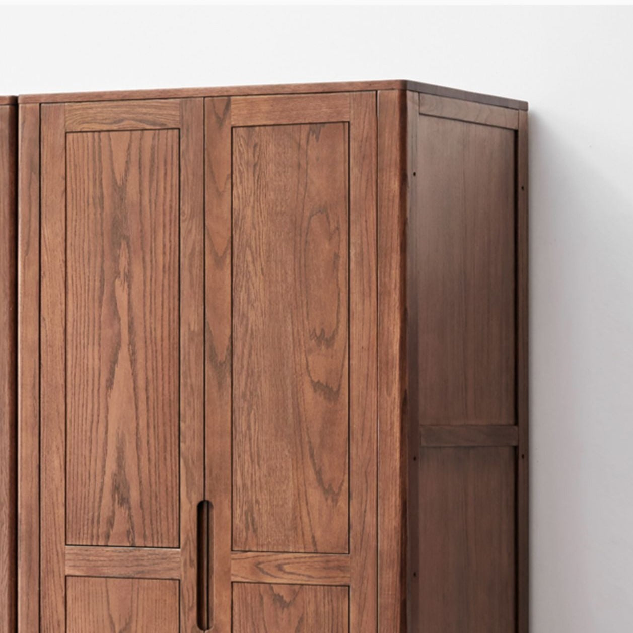 Solid Oak Wood Wardrobe in Walnut Finish - Stylish and Durable Closet Storage for Bedroom, Living Room, or Walk-in Closet