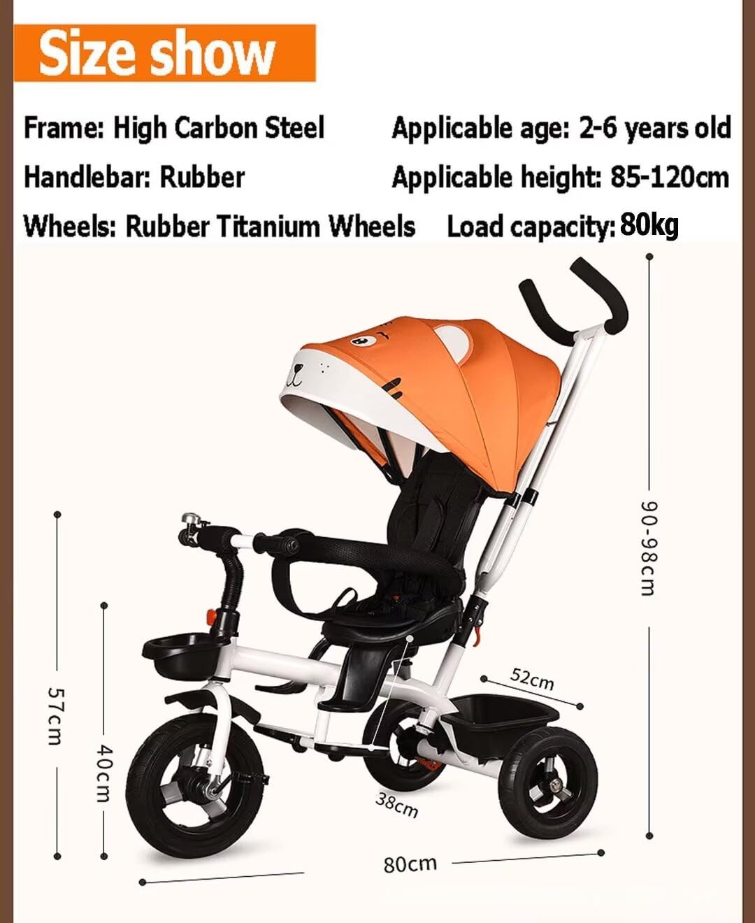 Best Reversible Stroller for Toddlers 1.5-5 Years Old - 3-Wheel Baby Pushchair with Adjustable Canopy, Reclining Seat & Safety Belt | Comfortable Ride for Park Walks, Shopping & Travel (Titanium Wheels)