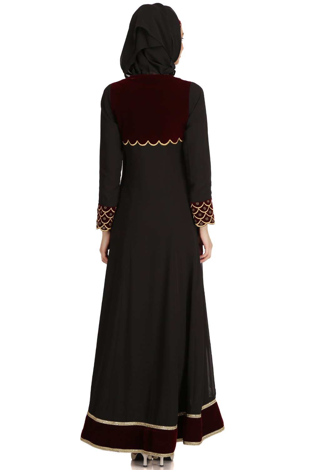 Elegant Black Georgette Eid Abaya for Women - Modest Muslim Prayer Dress - Perfect for Eid, Ramadan, and Special Occasions
