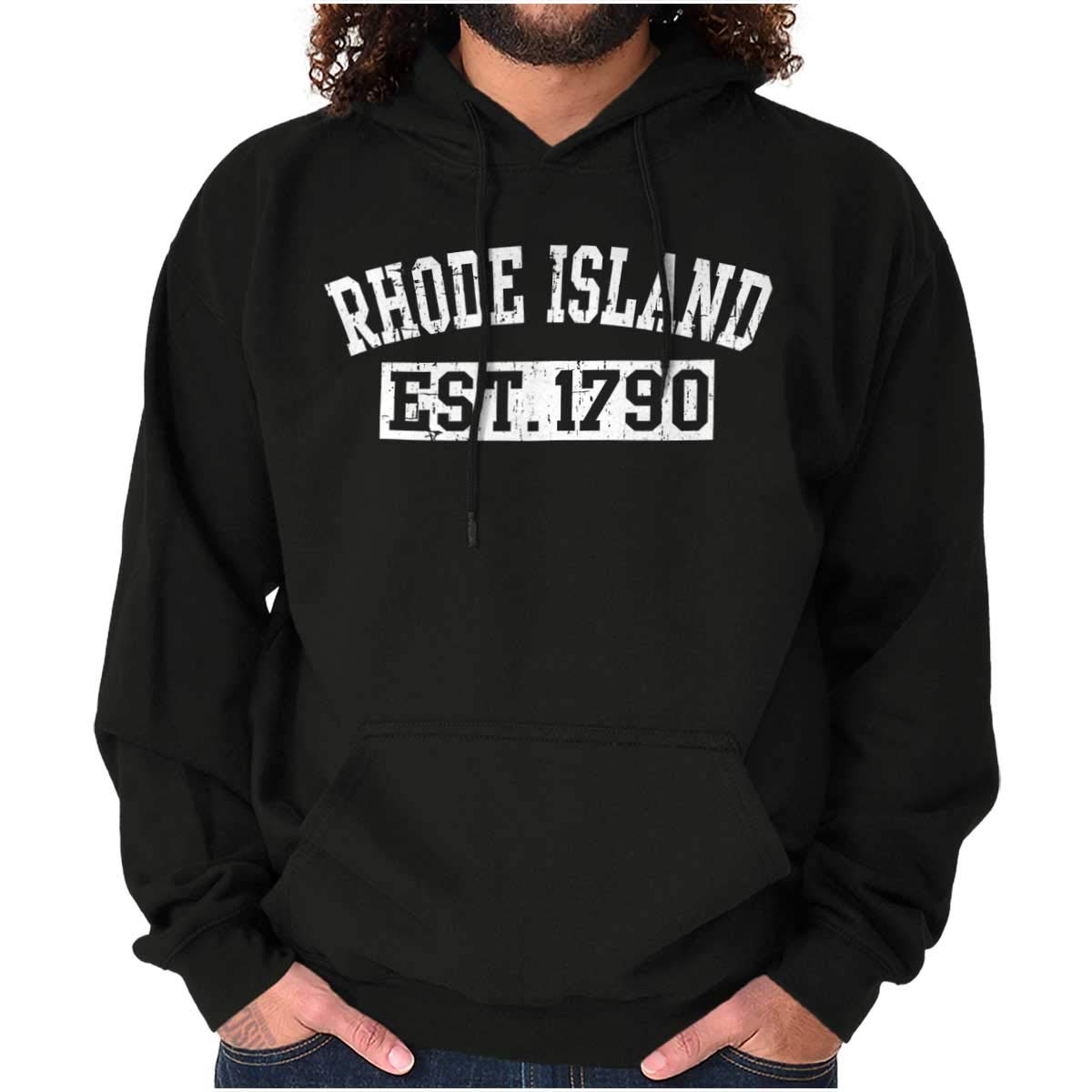 Rhode Island Distressed Hoodie Sweatshirt for Women & Men - Vintage Style Unisex Pullover for Casual Wear, Street Fashion & Loungewear