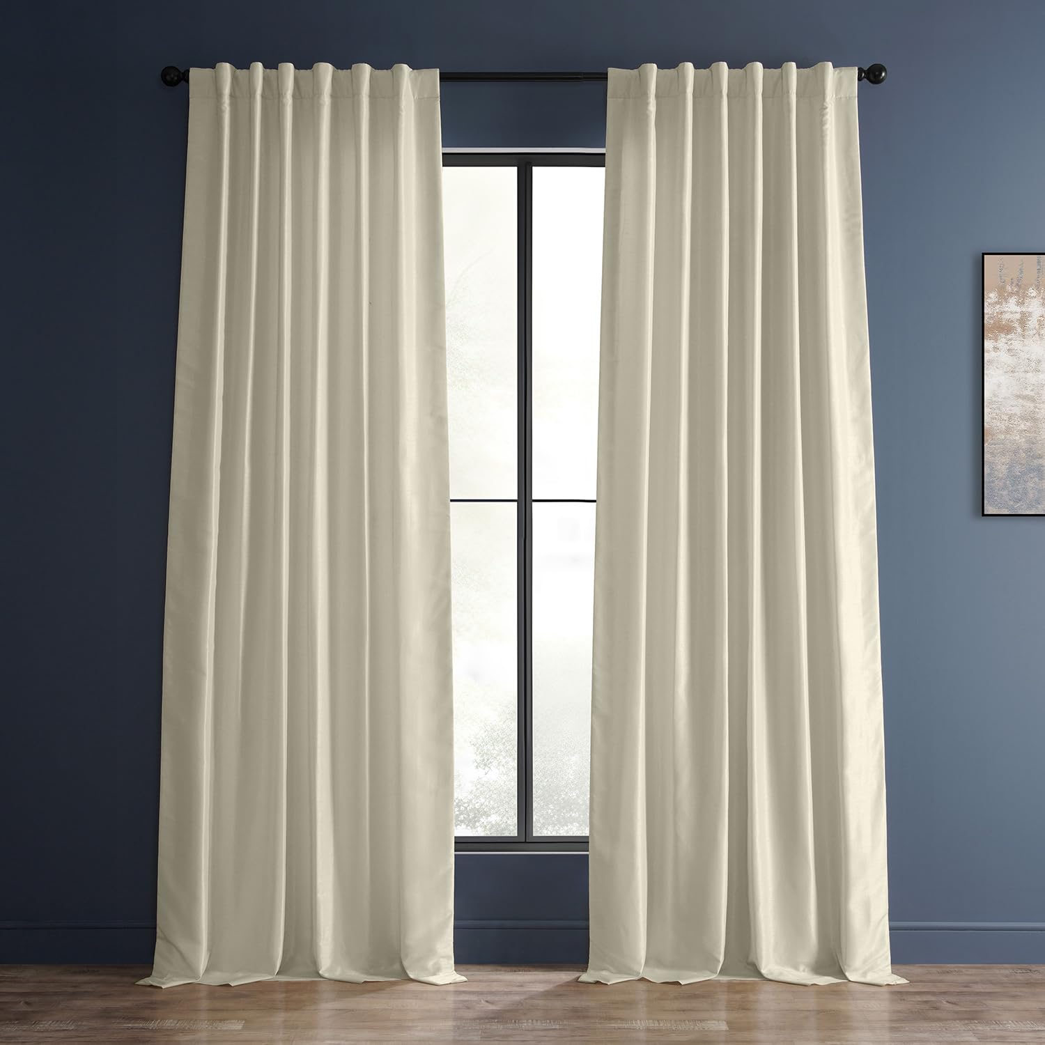 Vintage Textured Faux Dupioni Silk Room Darkening Curtains - 50x108 Inches, Off White - Blackout Drapes for Bedroom & Living Room - Perfect for Light Control, Privacy & Home Decor