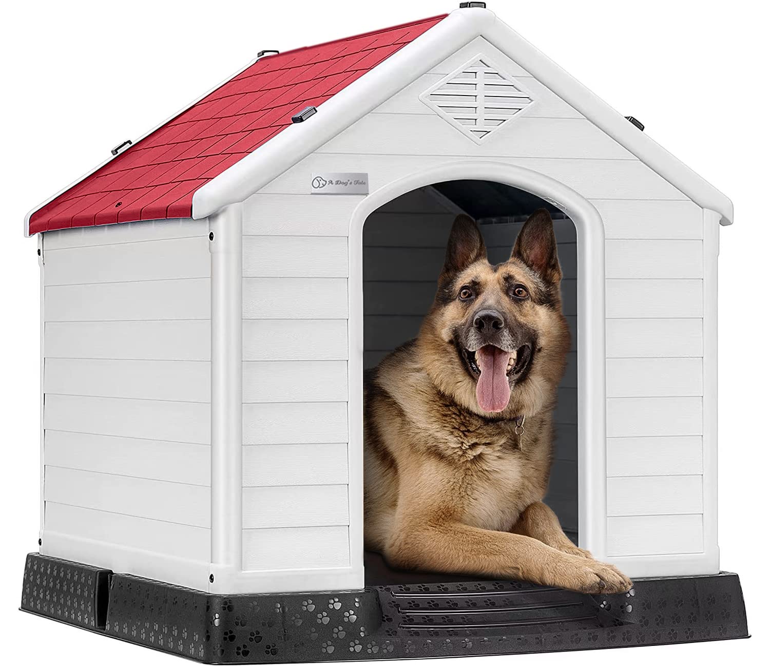OFIKA Insulated Waterproof Dog House for Small Medium Large Dogs - Durable Plastic Indoor/Outdoor Pet Shelter with Air Vents & Elevated Floor | Easy to Assemble & Clean | Perfect for Backyard, Patio or Garage Use