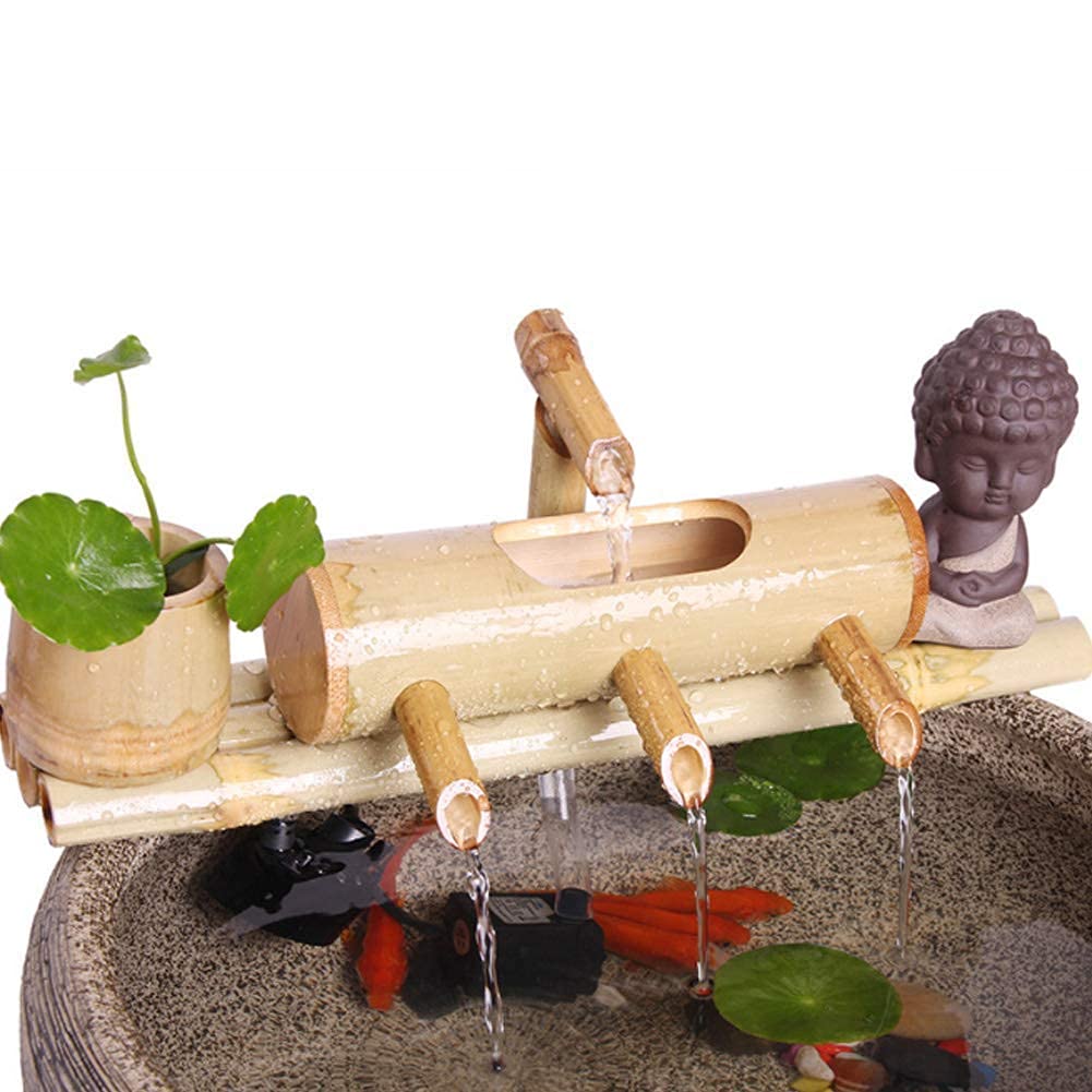 35cm Bamboo Water Fountain Kit - Indoor/Outdoor Garden Decoration, Landscape Sculpture & Creative Fish Tank Ornament | Perfect for Zen Gardens, Patio Decor & Home Décor