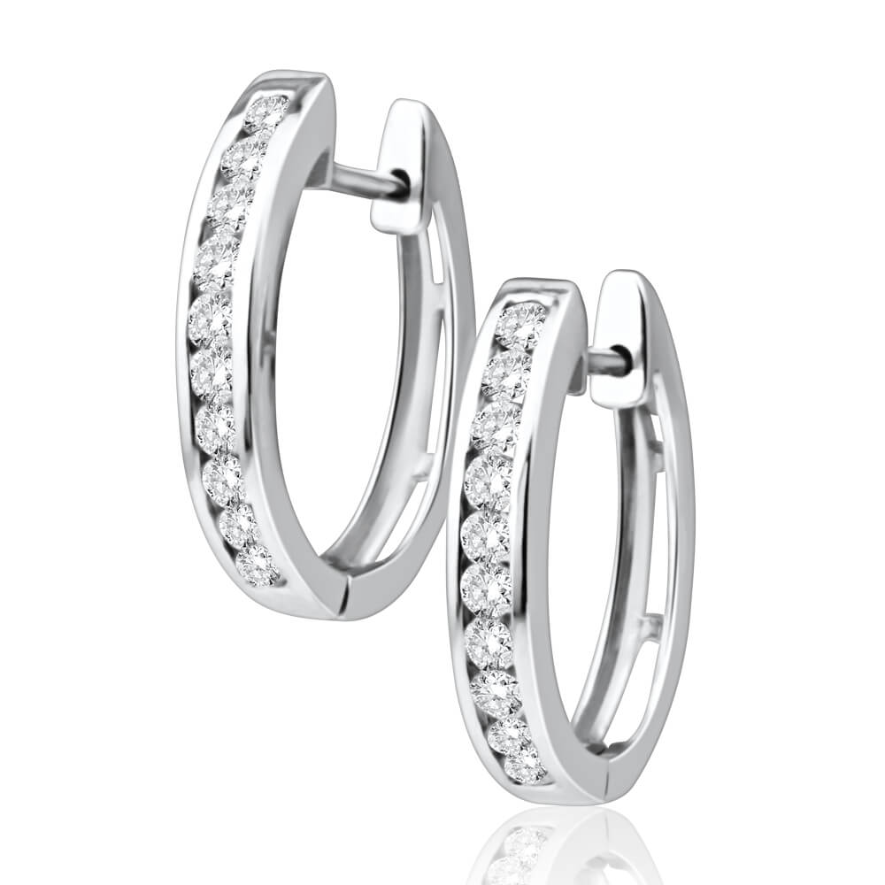9ct White Gold Radiant Diamond Hoop Earrings for Women - Elegant Circle Dangle Earrings for Party, Wedding & Everyday Wear