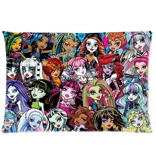 Custom Monster High Cotton Pillowcase - Standard Size 20x30 Inches - Soft Kids Bedding for Monster High Fans - Perfect for Sleepovers, Themed Rooms & Gift Giving