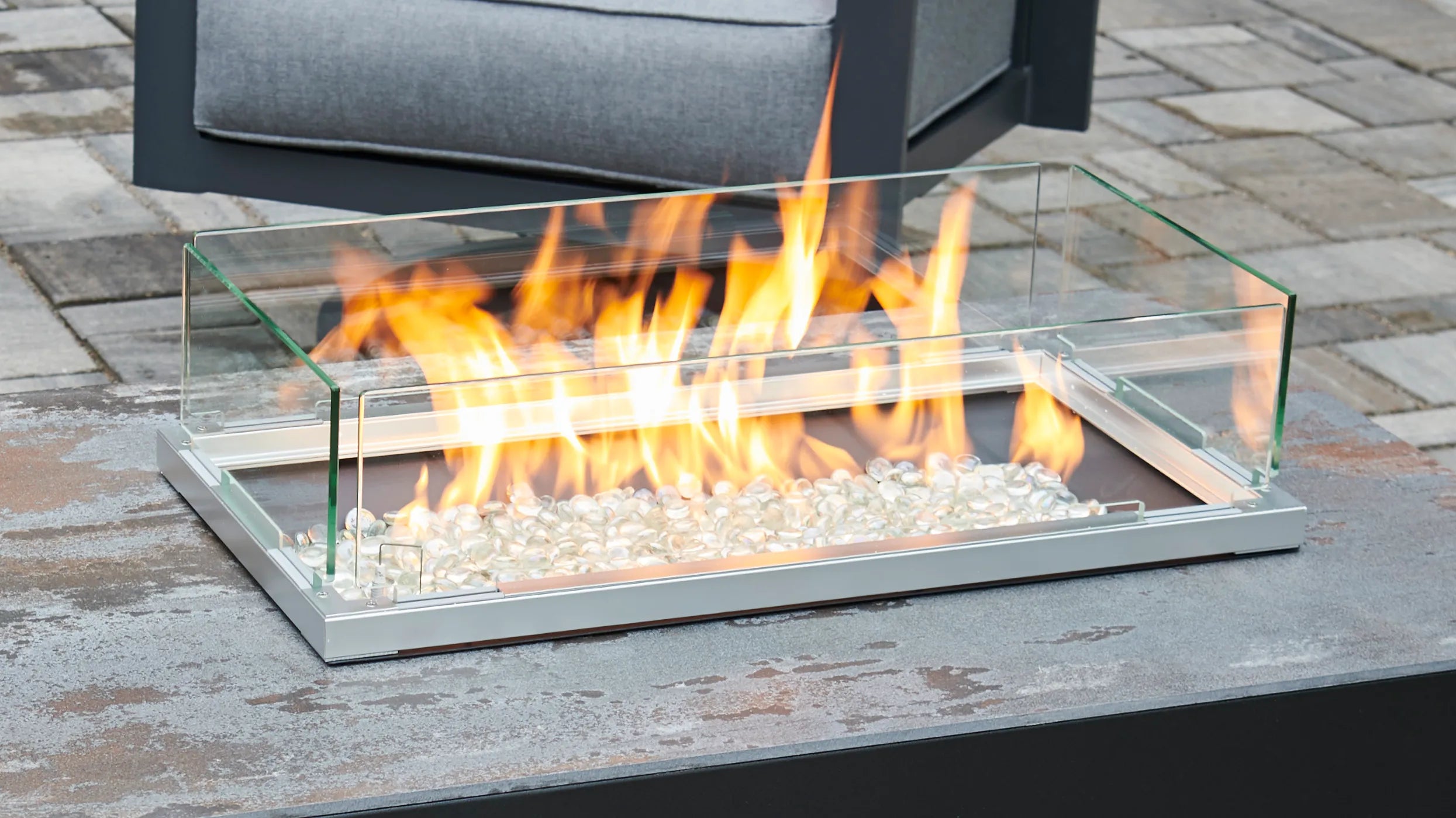 The Outdoor Greatroom Company Linear Folding Glass Wind Guard - Premium Wind Protection for Patio, Deck & Outdoor Dining Areas - Perfect for BBQs, Fire Pits & Alfresco Entertaining