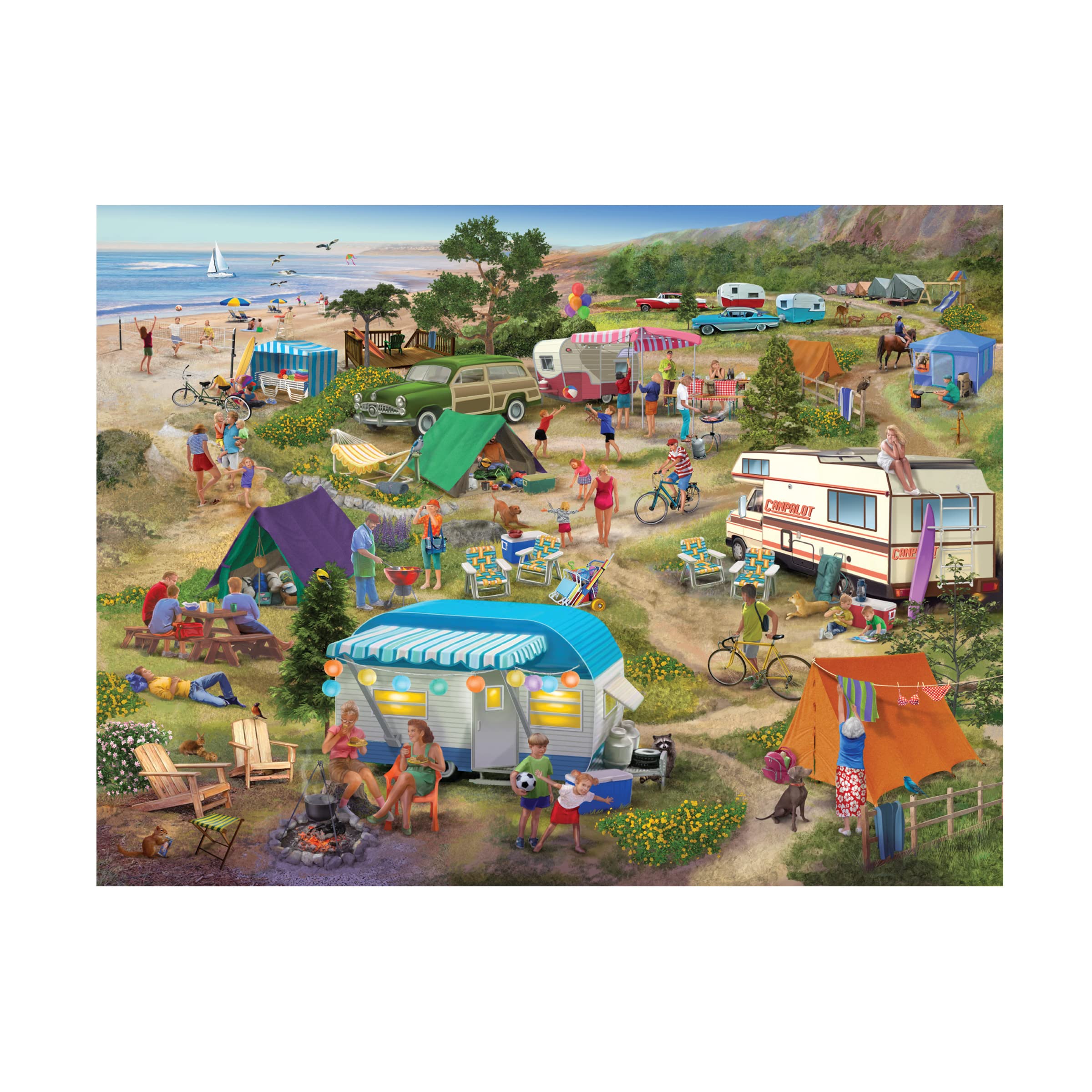 Trademark Fine Art 'Seaside Cramped Grounds' Canvas Wall Art by Bigelow Illustrations - Perfect for Coastal Home Decor, Beach House Living Room & Bedroom Wall Decor