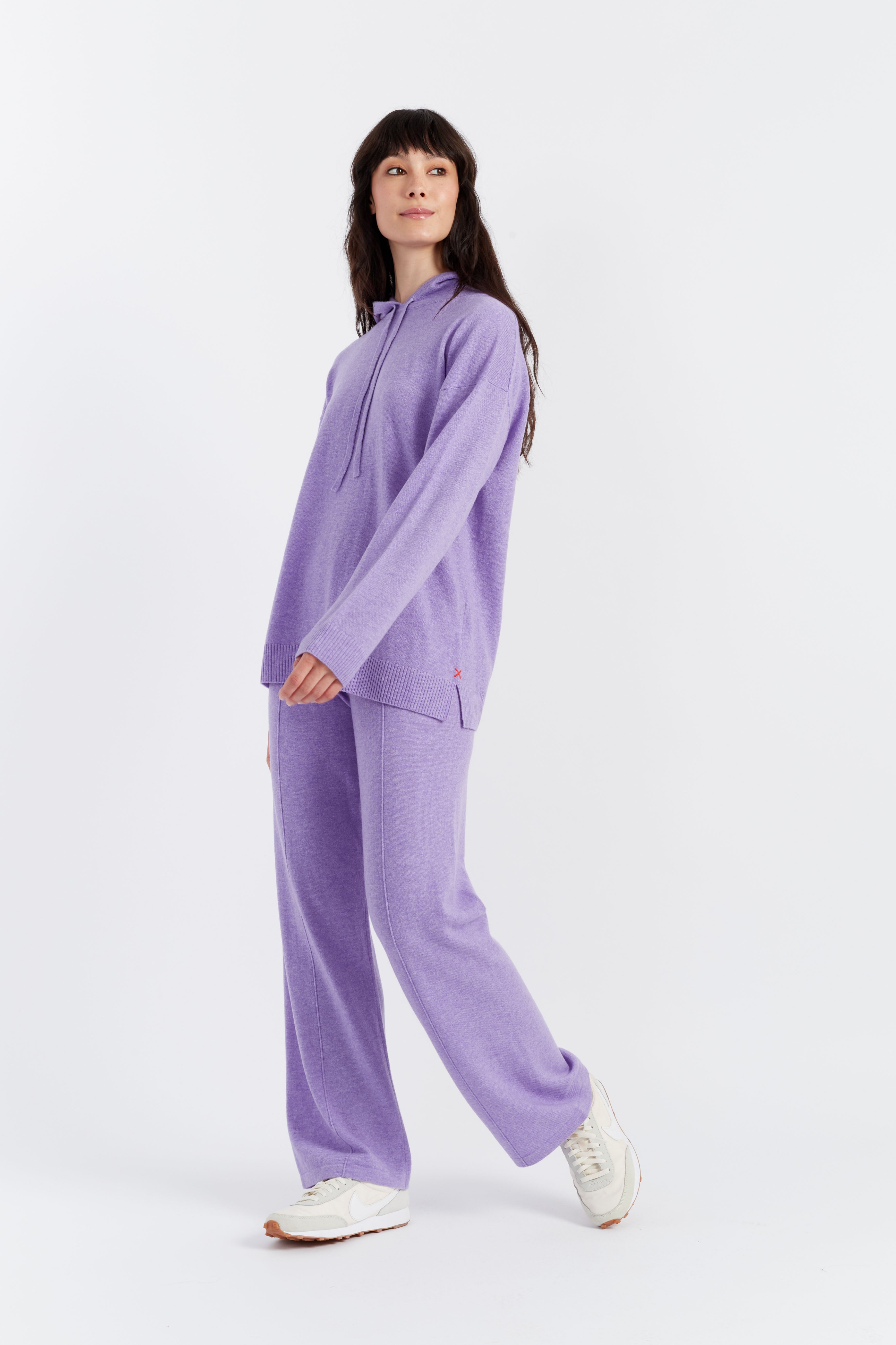 Lavender Wool Cashmere Relaxed Hoodie for Women - Soft & Cozy Pullover Sweatshirt - Perfect for Lounge, Travel & Casual Outfits