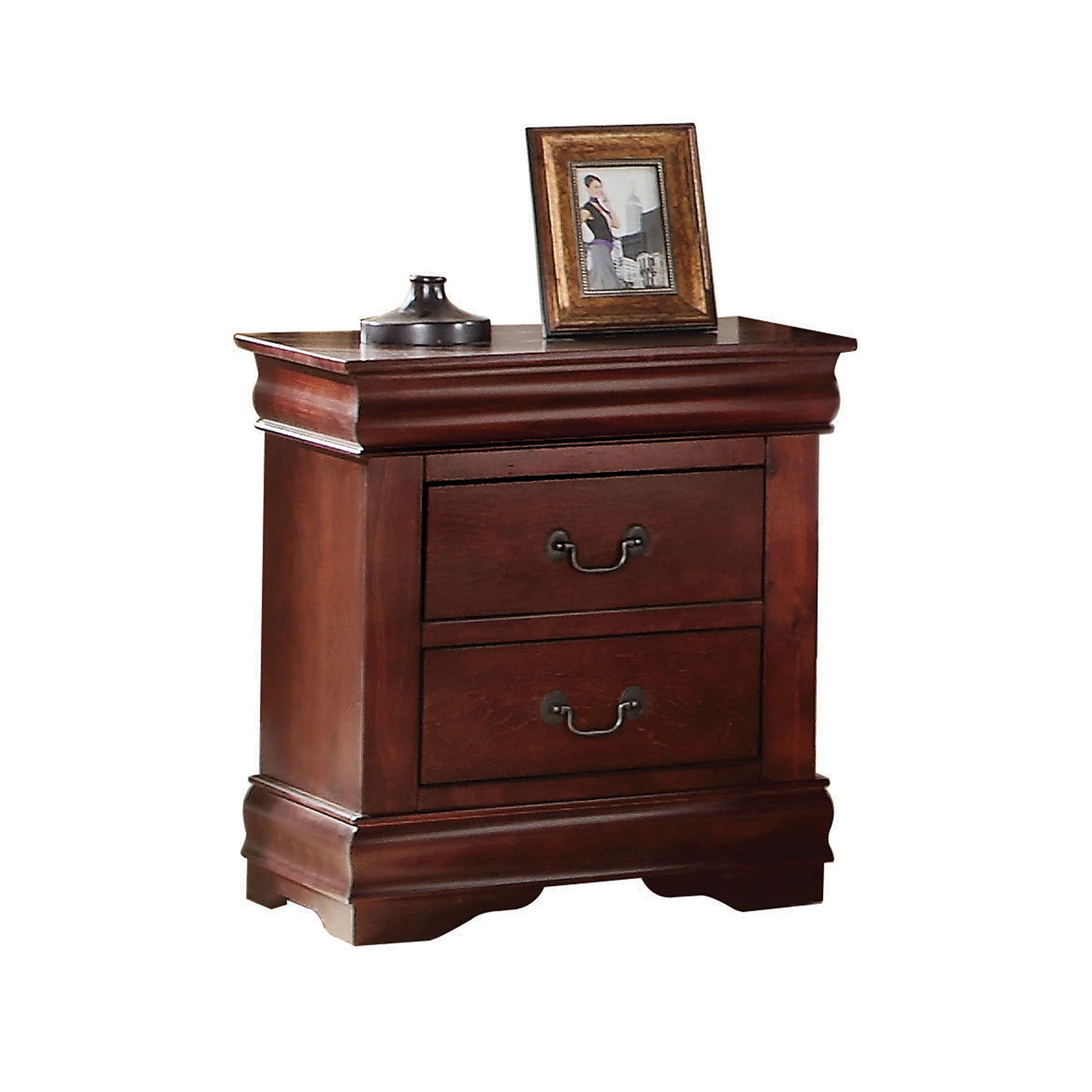 Harper & Bright Designs 2-Drawer Nightstand - Small Dresser with Storage for Bedroom, Living Room, College Dorm - Cherry Wood End Table & Bedside Furniture for Home Decor, Apartment Essentials & Small Spaces