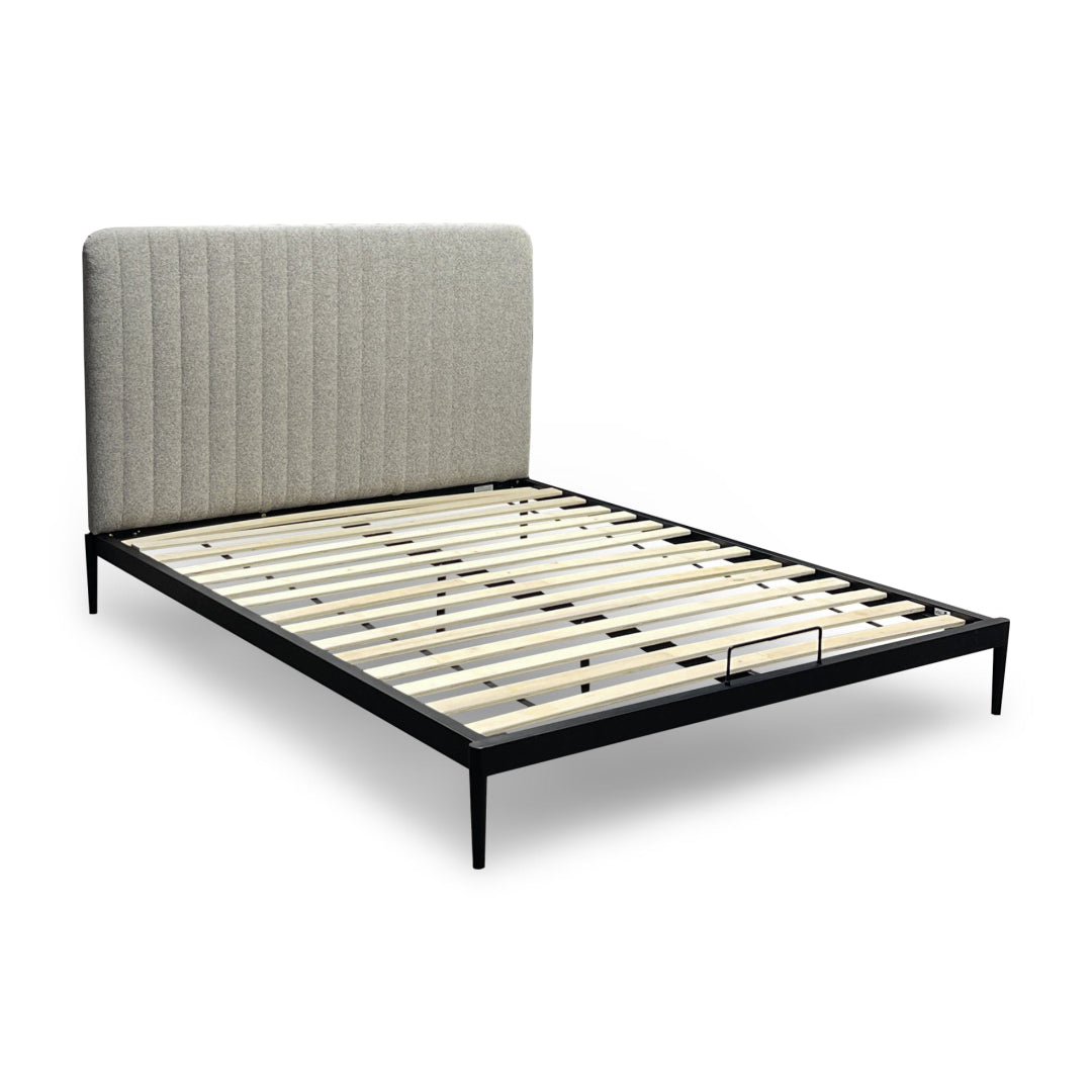 Mira Upholstered Queen Bed Frame with Button Tufted Headboard - Modern Fabric Platform Bed for Bedroom, Guest Room & Master Suite