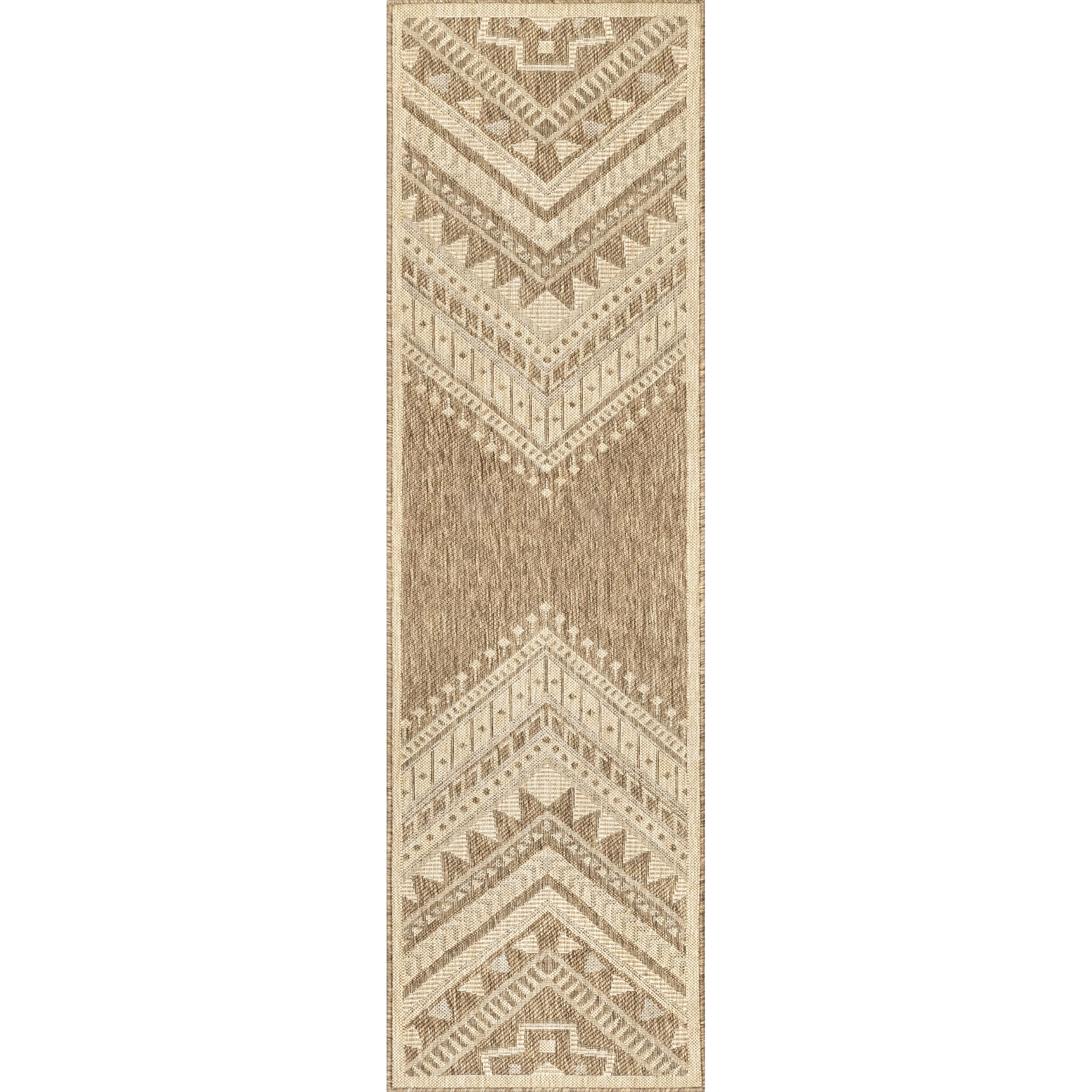 nuLOOM 2' x 8' Outdoor Performance Area Rug - Stain & Weather Resistant, High Traffic Patio & Balcony Rug in Landry Brown - Perfect for Outdoor Spaces, Decks, and Poolside Lounging