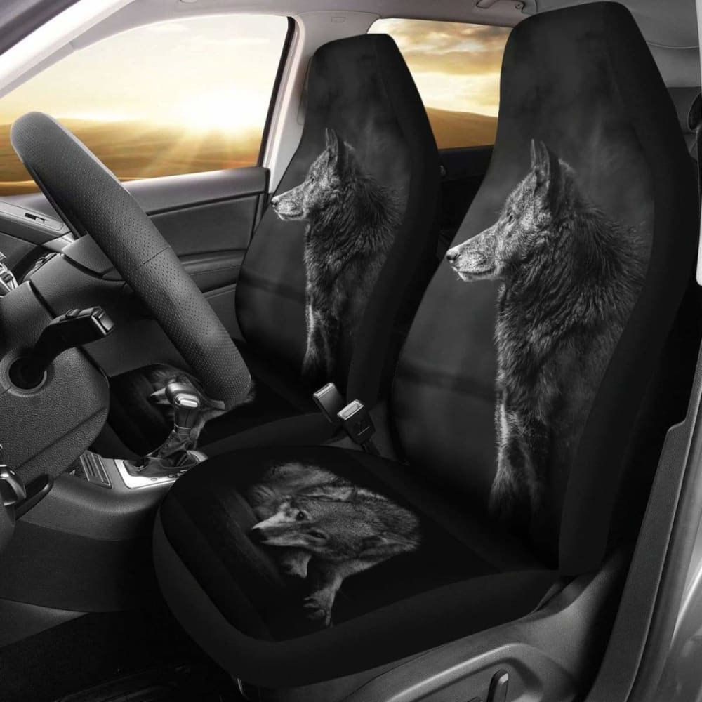 Premium Black Wolf Car Seat Covers - Universal Fit for Cars, Trucks & SUVs - Durable & Stylish Protection for Your Vehicle Interior - Perfect for Road Trips, Daily Commutes & Outdoor Adventures