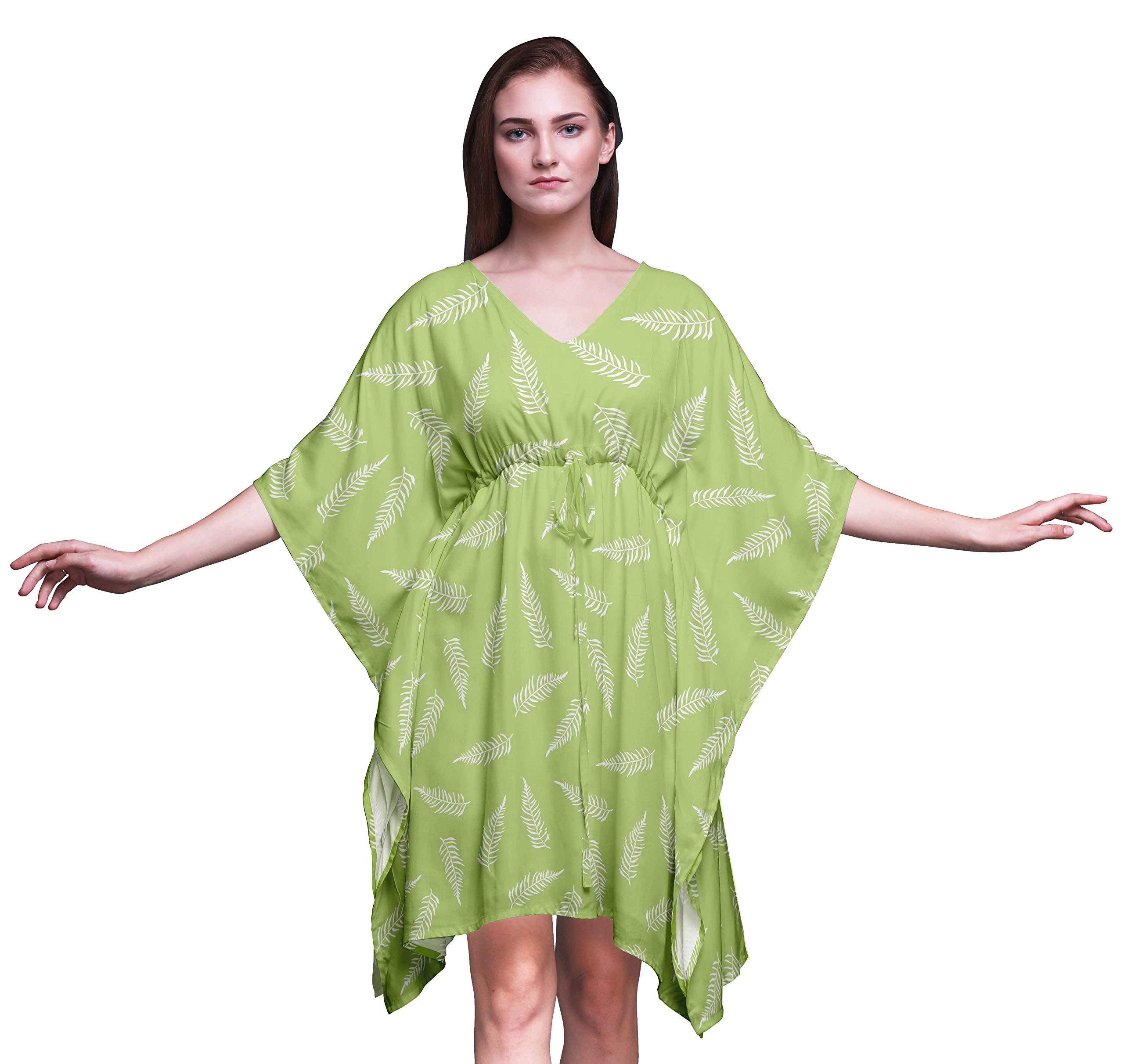 Bimba Women's Short Caftan Midi Dress - Beach Cover Up Swimwear, Summer Boho Kaftan for Poolside, Vacation & Resort Wear