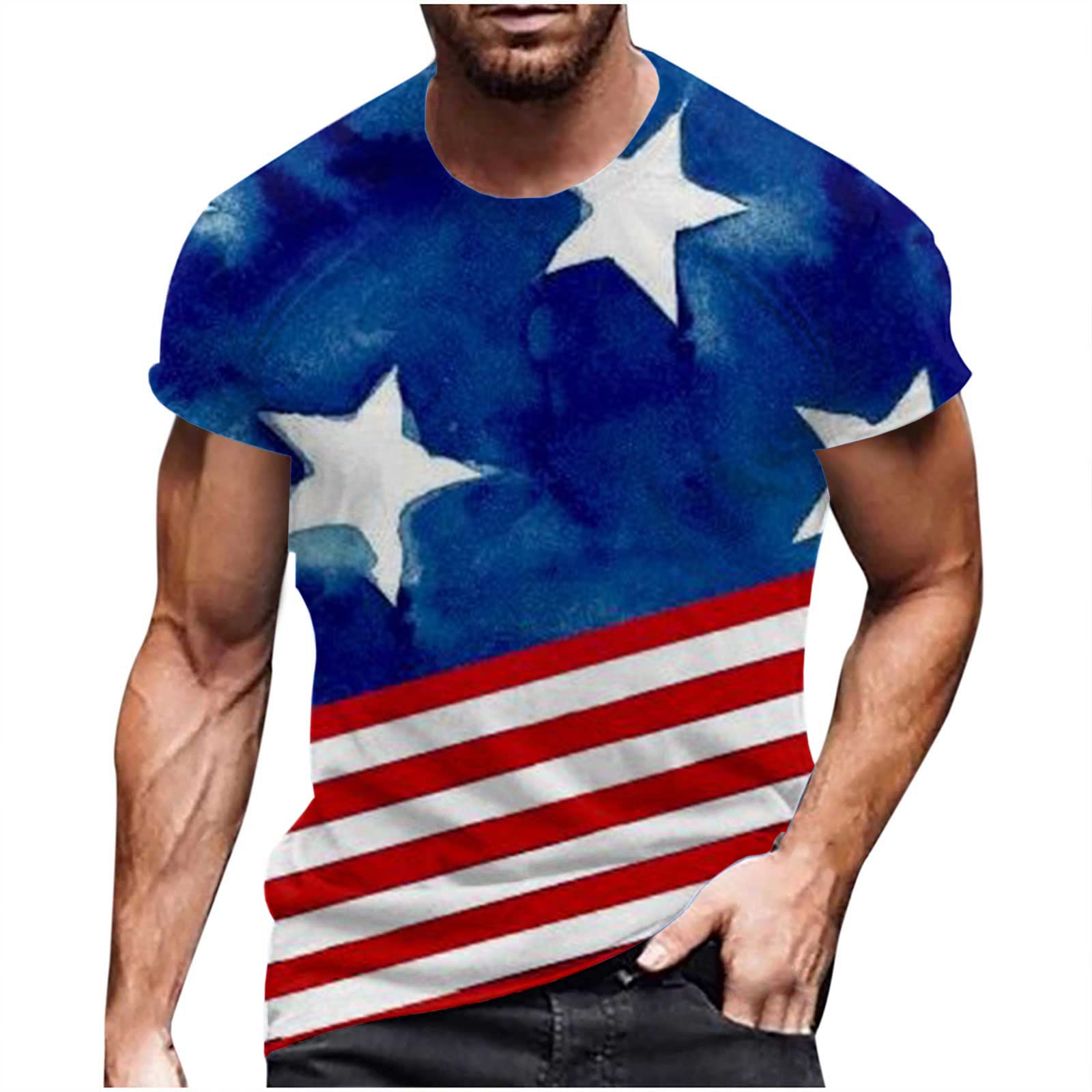 2024 Men's American Flag Graphic T-Shirt - Patriotic 4th of July Short Sleeve Tee - Comfortable Summer Top for BBQ, Beach & Independence Day Celebrations
