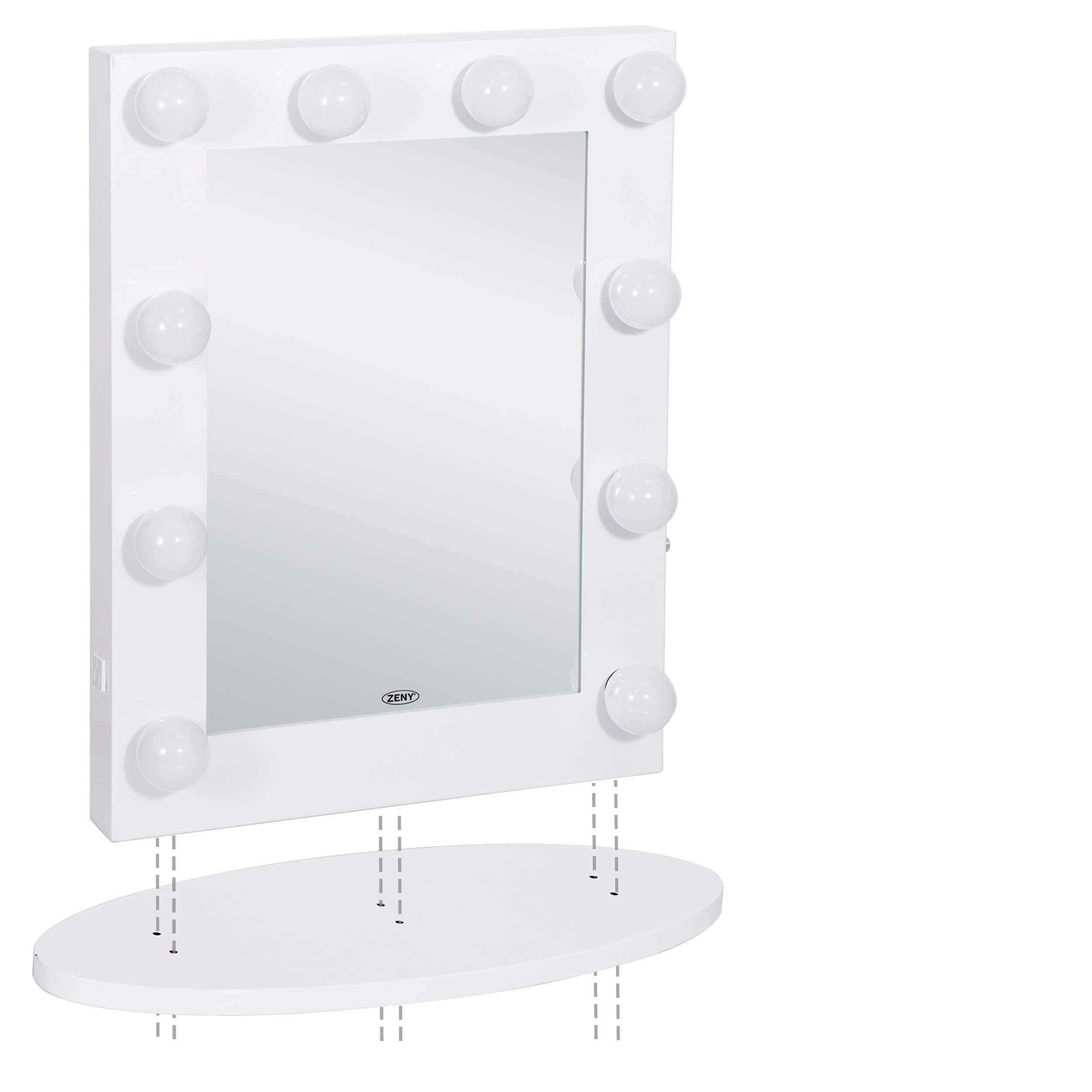 ZENY Hollywood Makeup Mirror with 10 Replaceable Bulbs & 4-Color LED Lights - 25.6