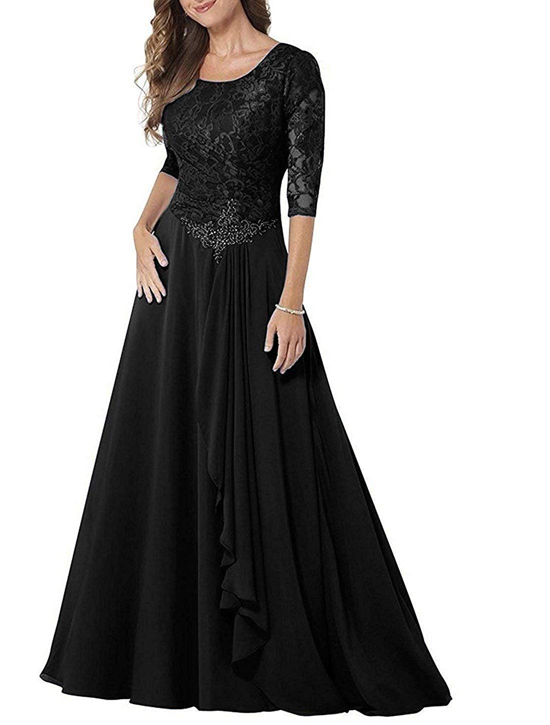 Elegant Long Sleeve Lace Mother of The Bride Dress - Formal Chiffon Evening Gown for Wedding Guest - Perfect for Weddings, Galas & Special Occasions