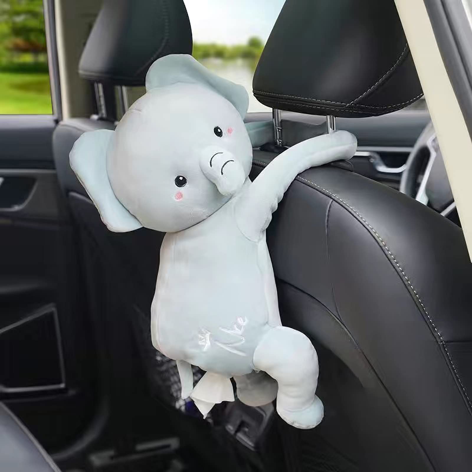 Soft Plush Elephant Tissue Box Cover - Decorative Tissue Holder for Car, Home, Bathroom Vanity, Nightstand & Office Desk | Cute Elephant Design for Nursery, Living Room & Gift Giving