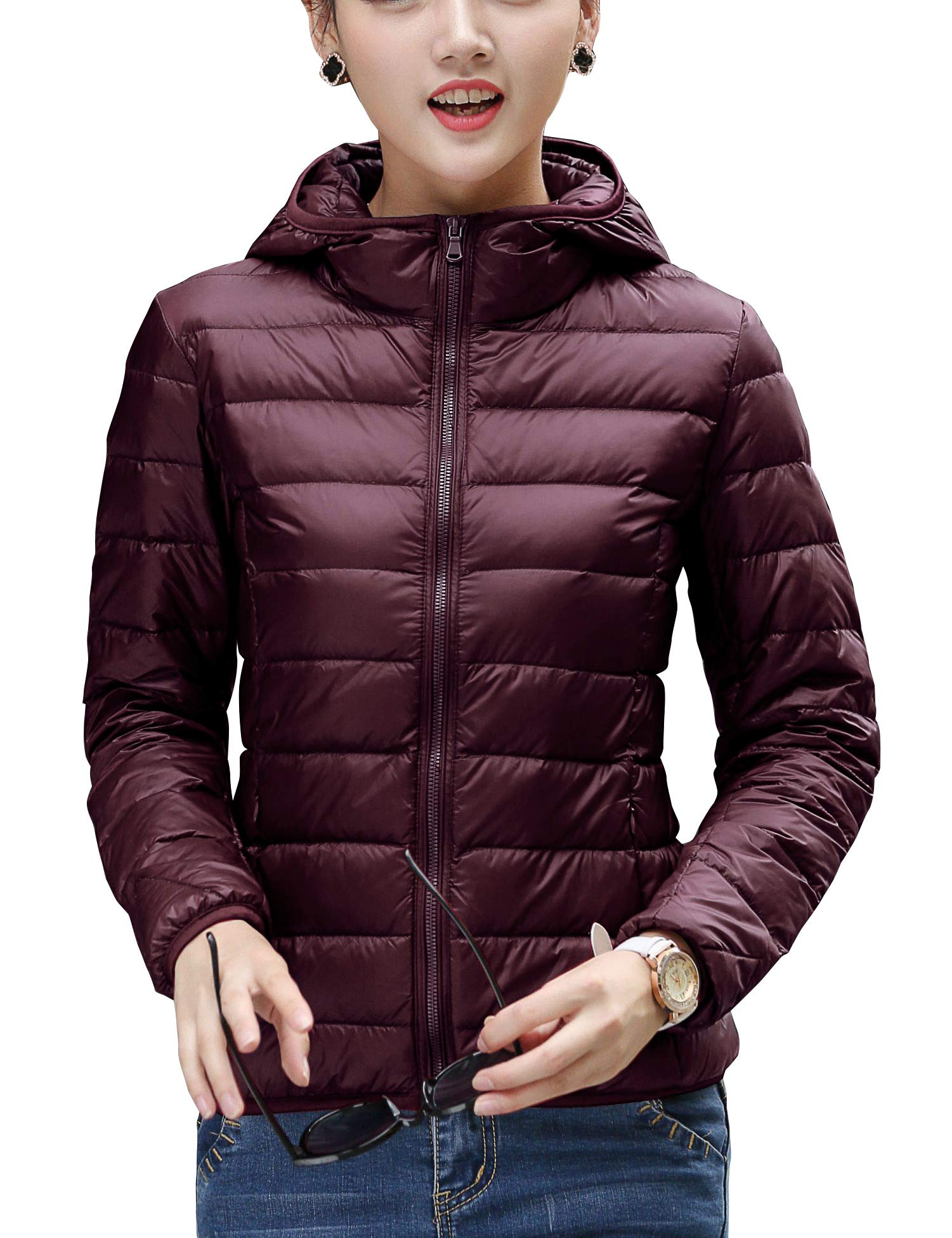 Lightweight Women's Down Jacket with Hood - CHERRY CHICK Warm Winter Coat for Outdoor Activities, Travel & Daily Wear