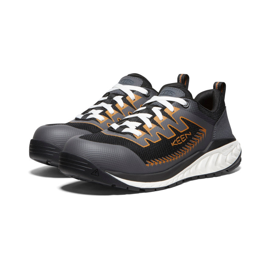 Men's Arvada Carbon Toe Work Sneakers - Black & Curry | Slip-Resistant Safety Shoes for Construction, Warehouse & Outdoor Work