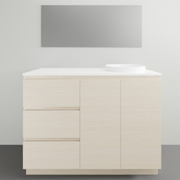 ADP Glacier Lite Door and Drawer Trio Vanity with Solid Surface Top - Modern Bathroom Vanity Set with Storage for Small Spaces, Perfect for Apartments and Powder Rooms