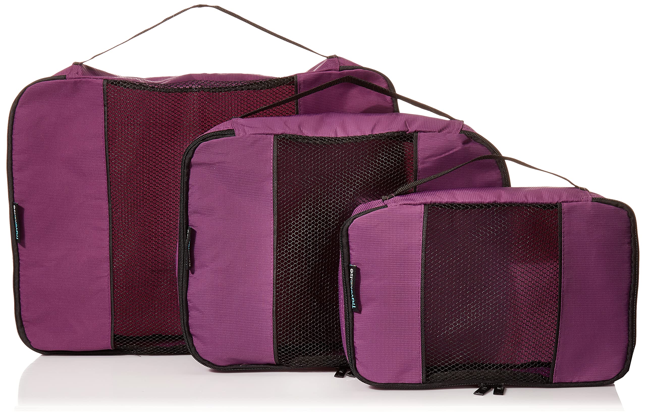 TravelWise 3-Piece Large Purple Luggage Packing Cubes Set (TWPC-06) - Space Saving Organizers for Suitcases, Backpacks & Carry-Ons - Perfect for Travel, Business Trips & Vacation Packing