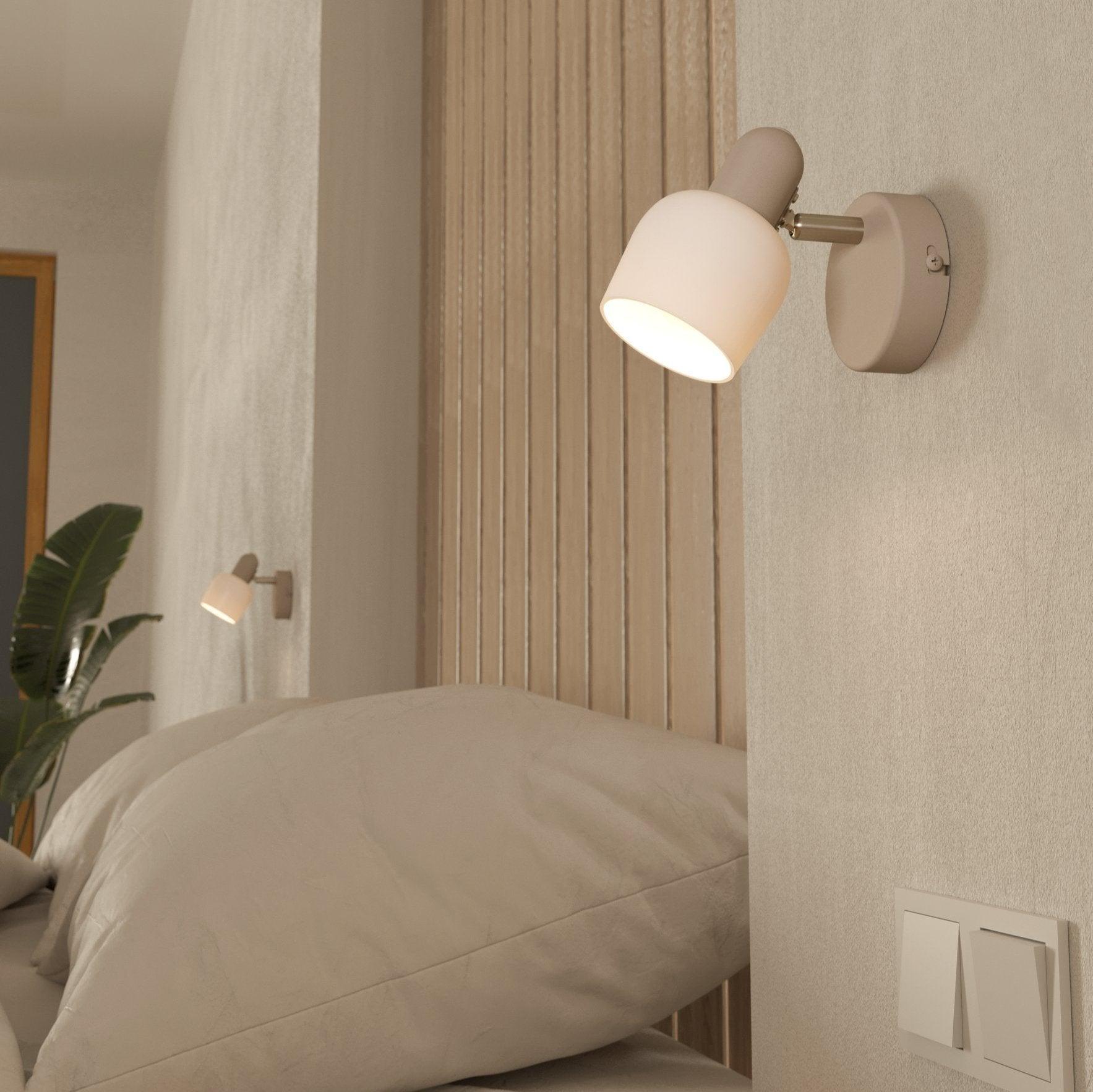 Eglo Corato Sand & White Glass Wall Spotlight - Modern LED Wall Light for Living Room, Bedroom, and Hallway Lighting