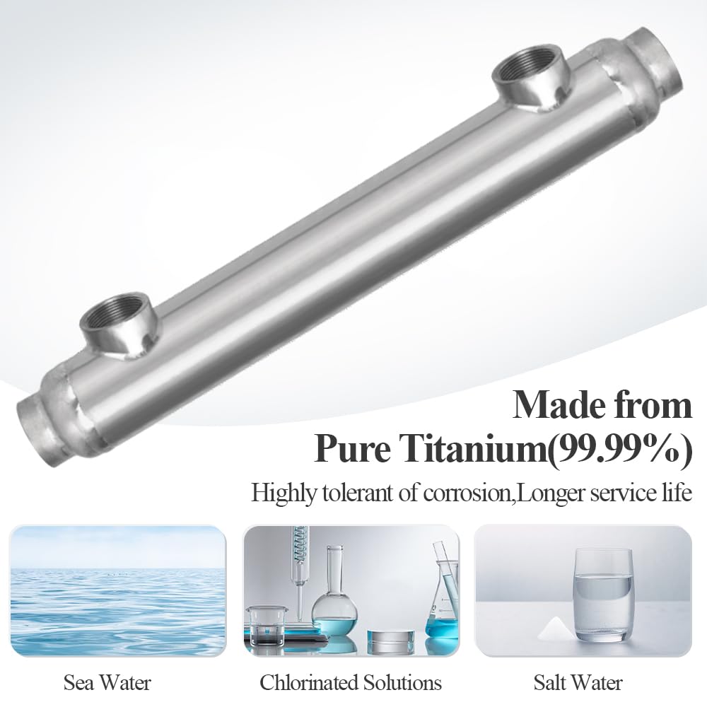 AB 210 kBtu Full Titanium Shell and Tube Pool Heat Exchanger - 1 1/2