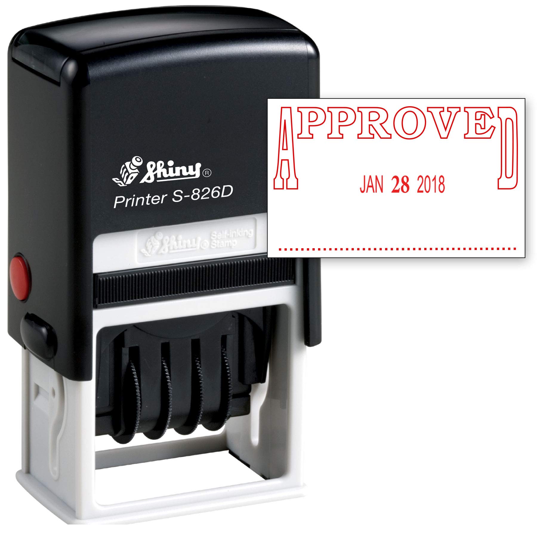 Self Inking Date Stamp with Approved - Red Ink, Customizable Office Stamp for Document Signing & Filing - Perfect for Business, Legal, and Personal Use